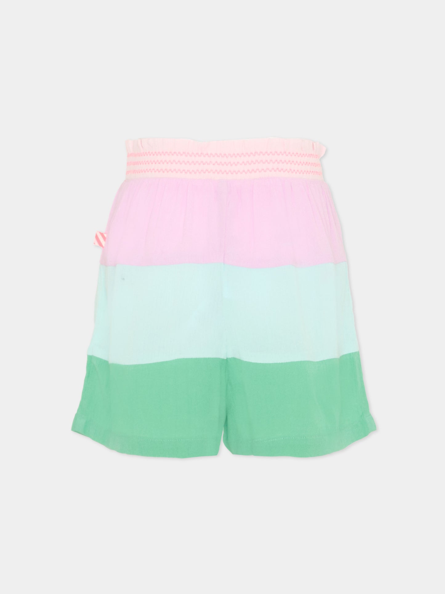 Shorts multicolor per bambina a righe,Billieblush,U22182 Z41