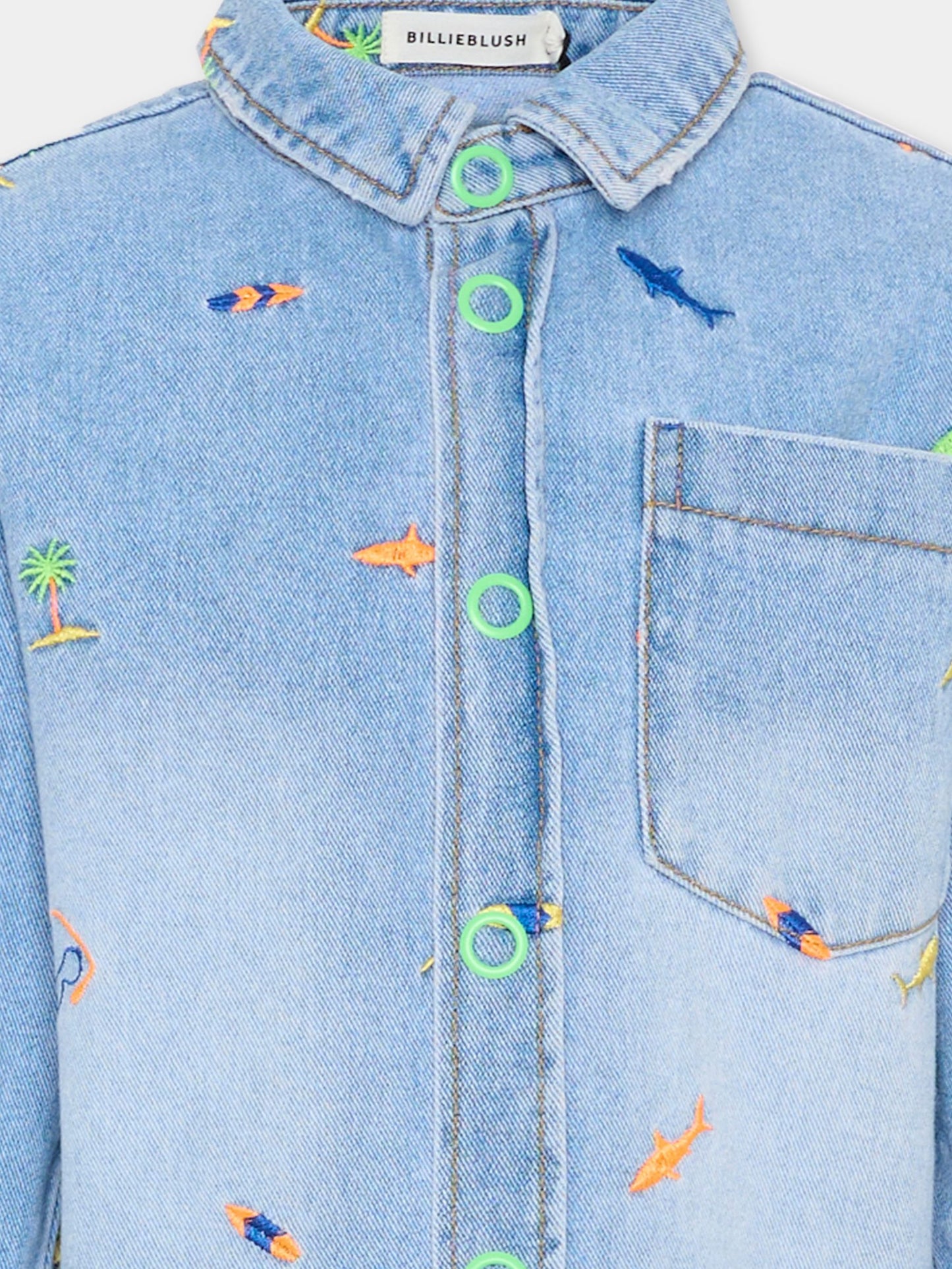 Giubbotto di jeans denim per bambino con ricami,Billieblush,U22185 Z18