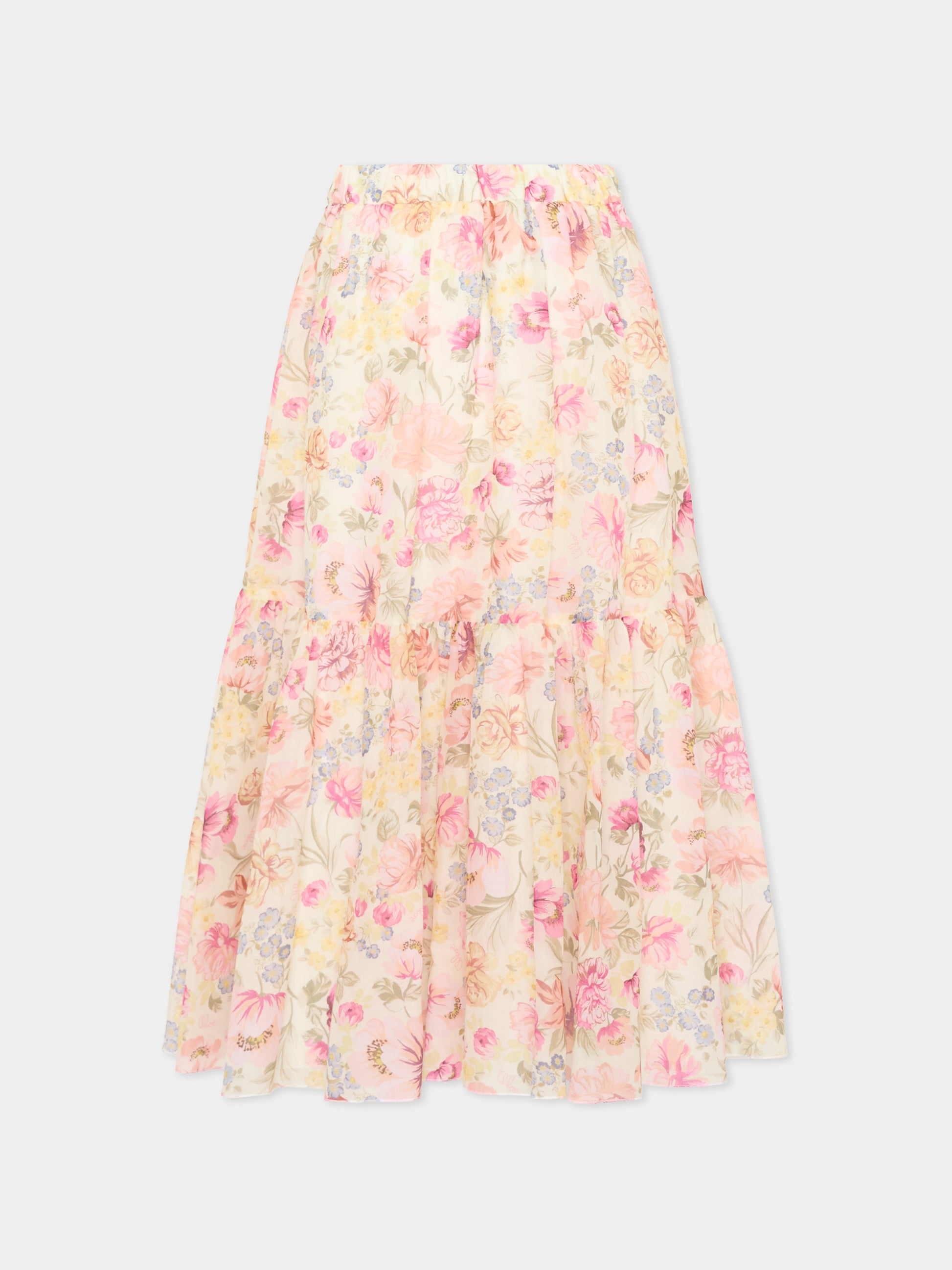 Gonna rosa per bambina floreale,Chloé Kids,C20828 Z41