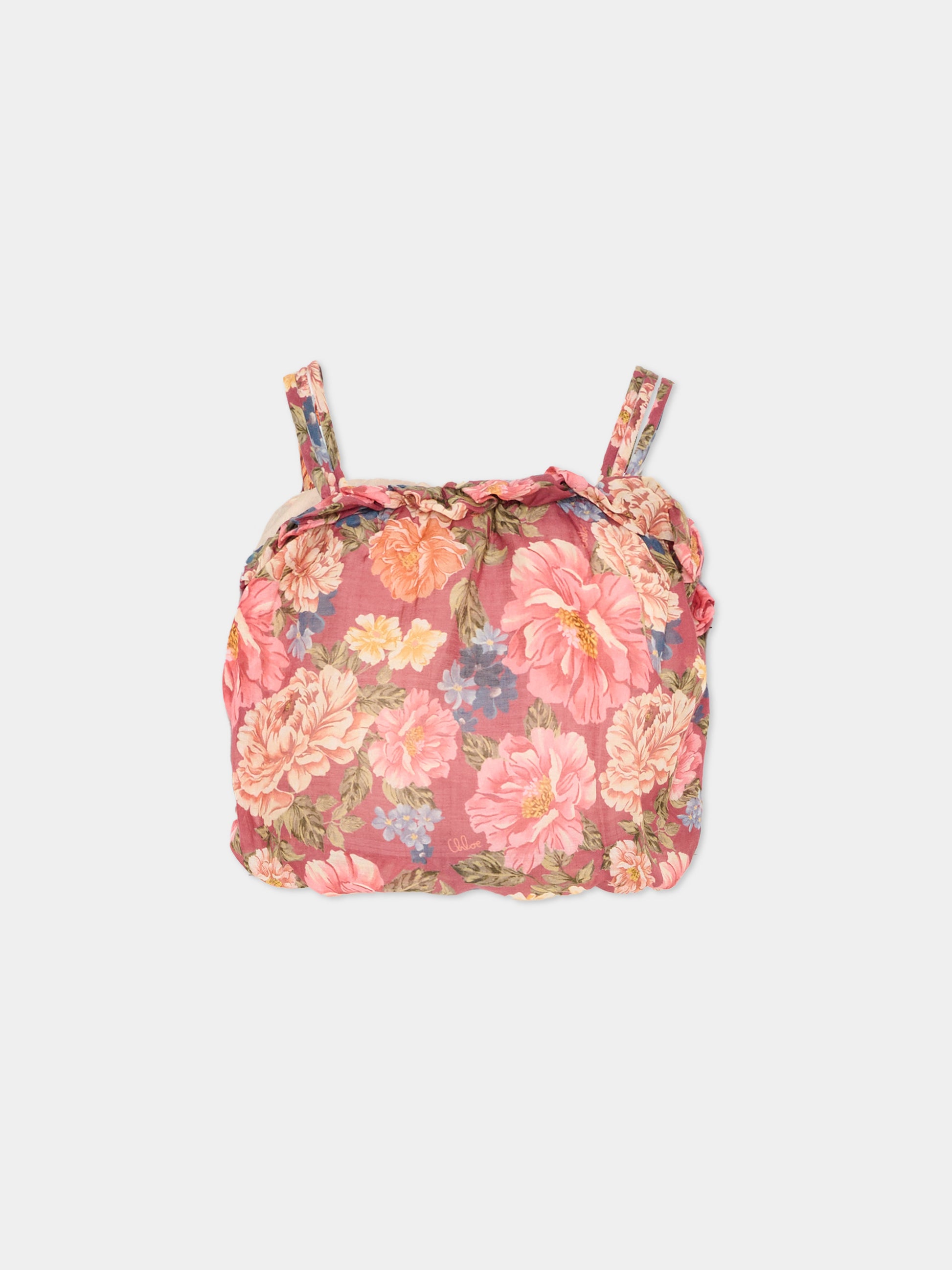 Top multicolor floreale per bambina,Chloé Kids,C20861 46Y