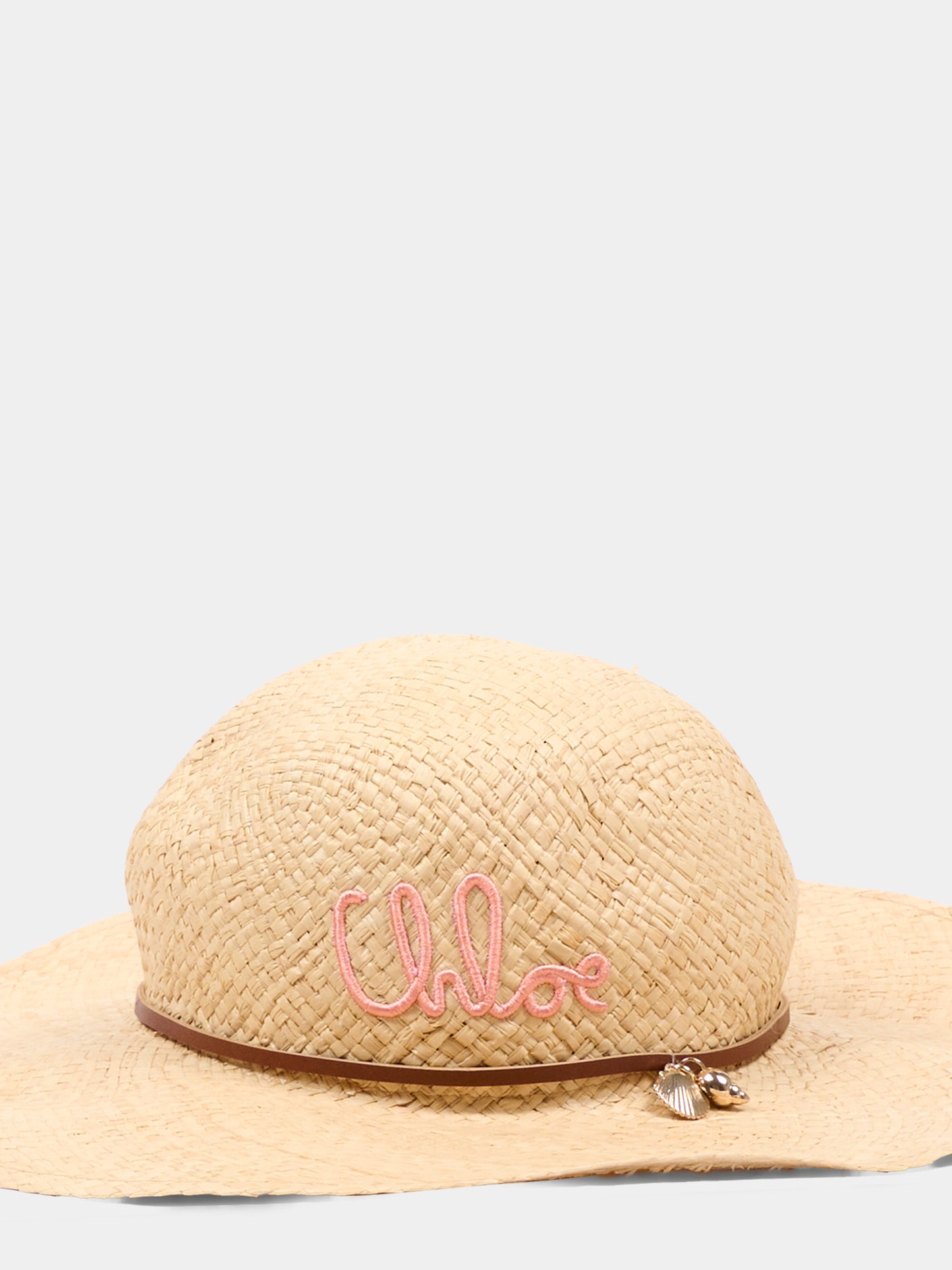 Cappello di paglia beige per bambina con logo,Chloé Kids,C20868 43A