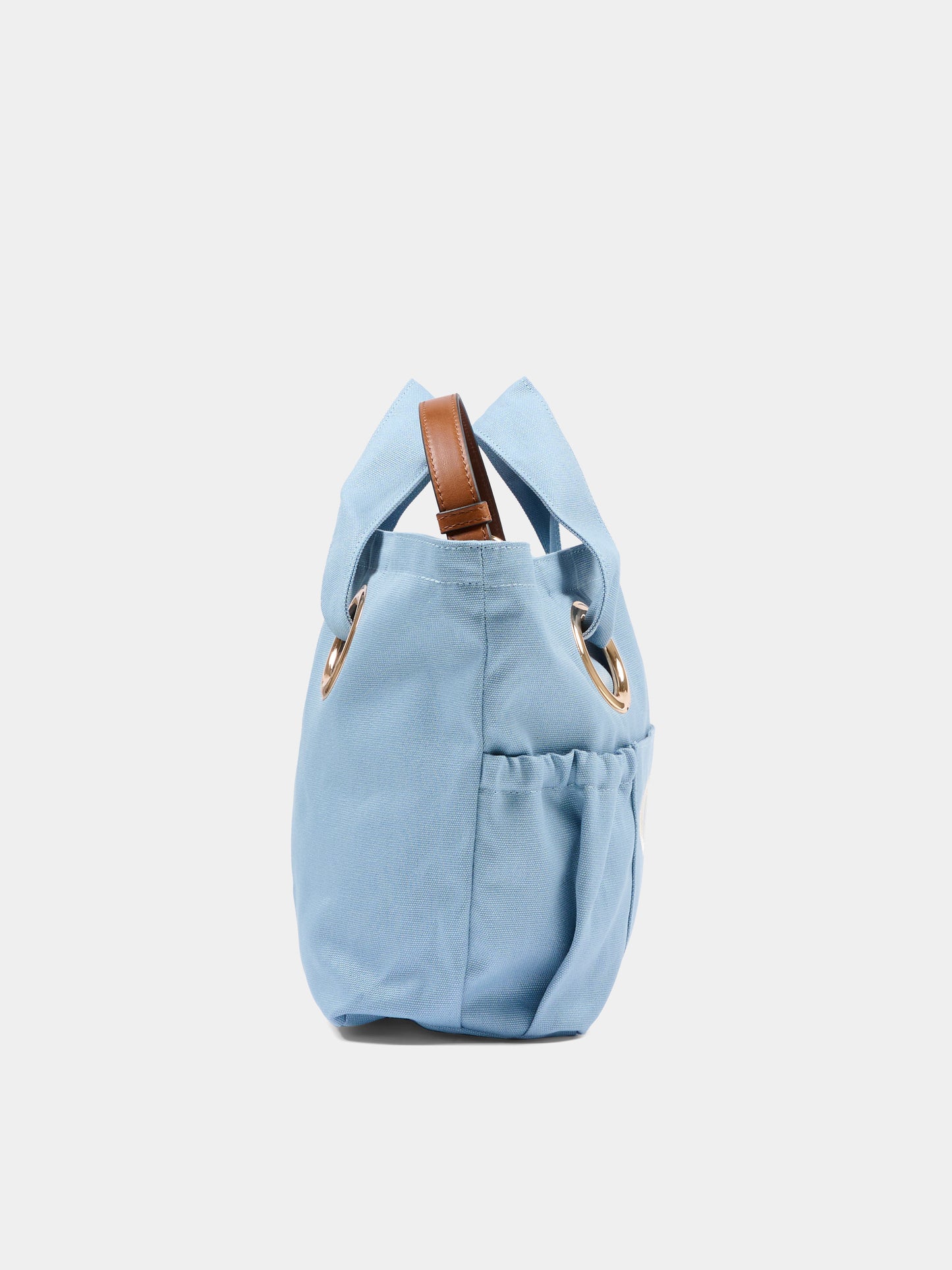 Borsa celeste per bambina con logo ricamato,Chloé Kids,C20872 821