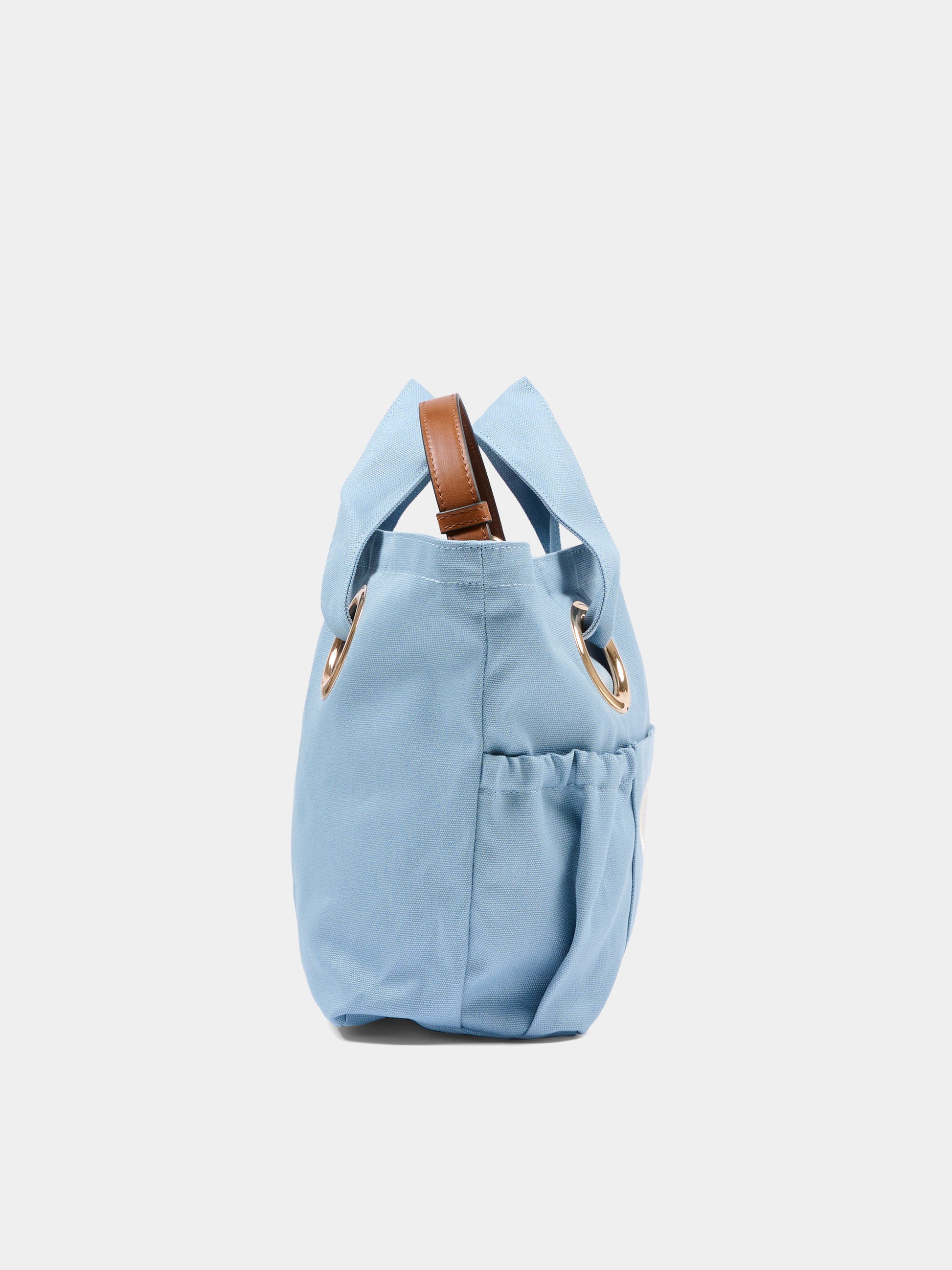 Borsa celeste per bambina con logo ricamato,Chloé Kids,C20872 821