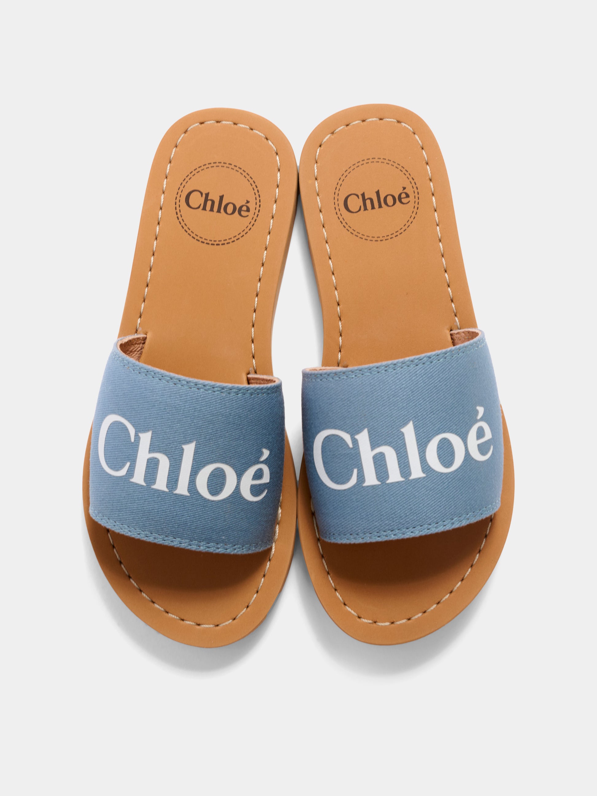 Ciabatte celesti per bambina con logo,Chloé Kids,C20881 821