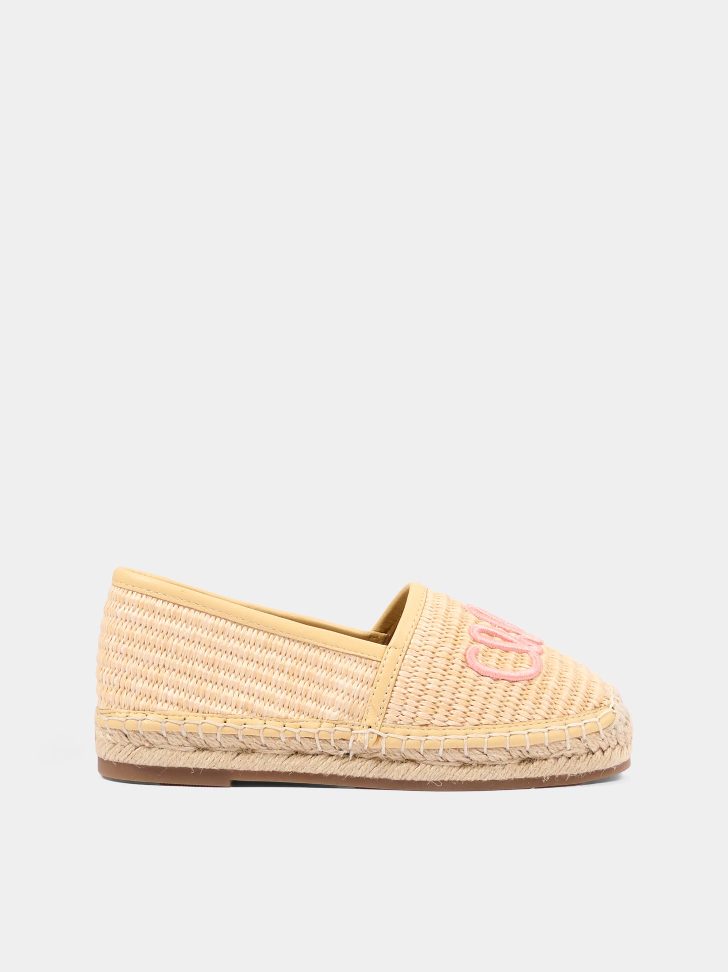 Espadrillas beige per bambina con logo ricamato,Chloé Kids,C20882 43A