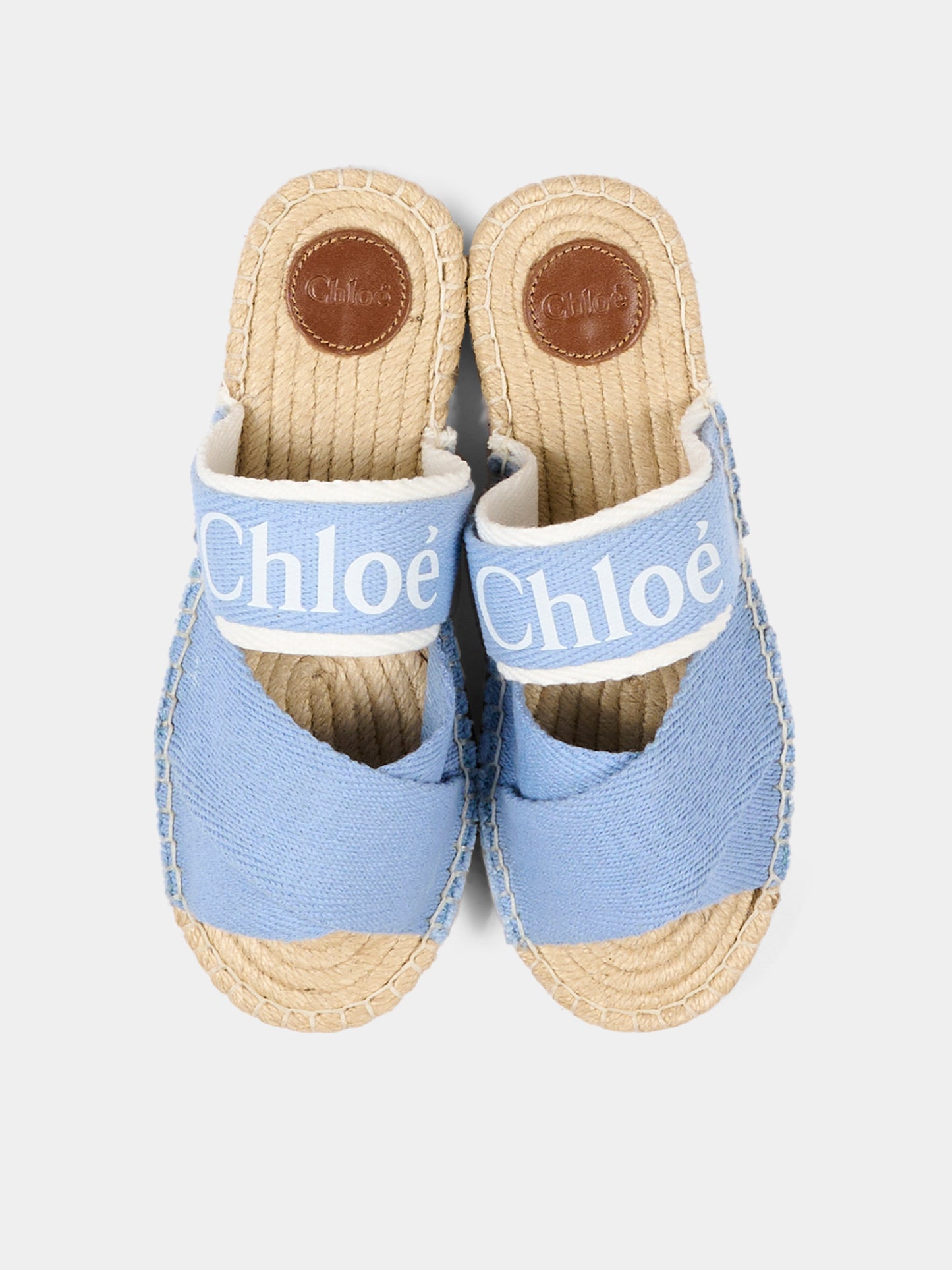 Ciabatte celesti per bambina con logo,Chloé Kids,C20885 Z10