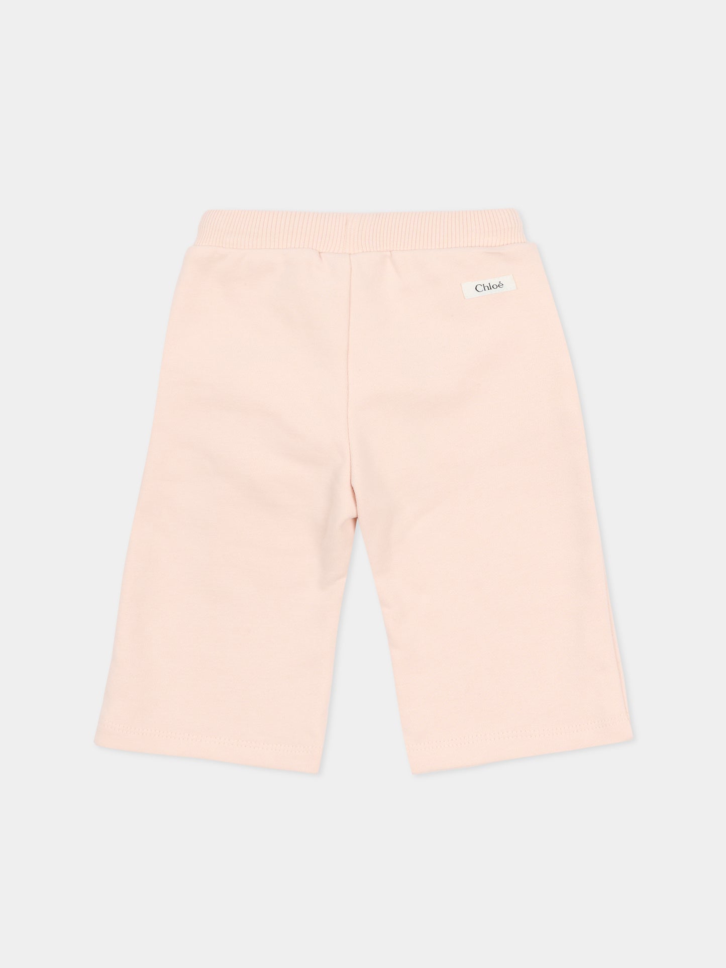 Pantaloni rosa per neonata con logo,Chloé Kids,C20904 46J