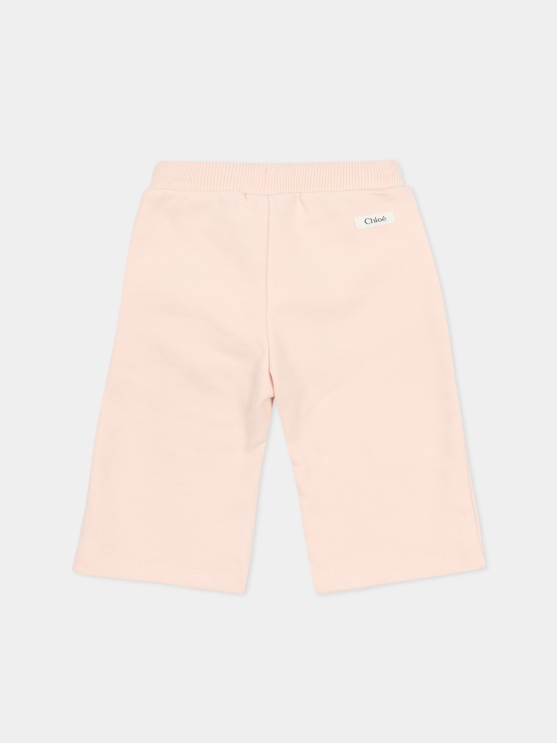 Pantaloni rosa per neonata con logo,Chloé Kids,C20904 46J