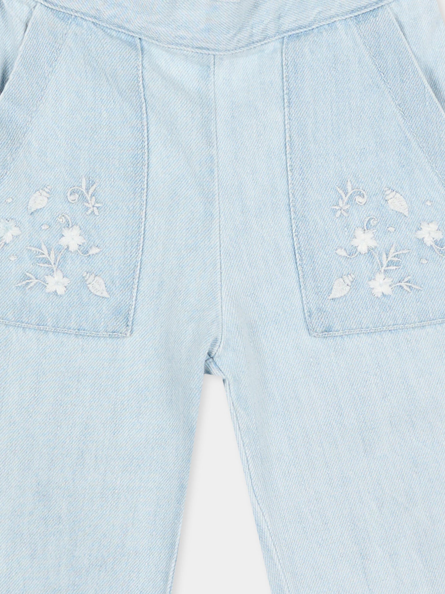 Jeans denim per neonata con ricami,Chloé Kids,C20905 Z04