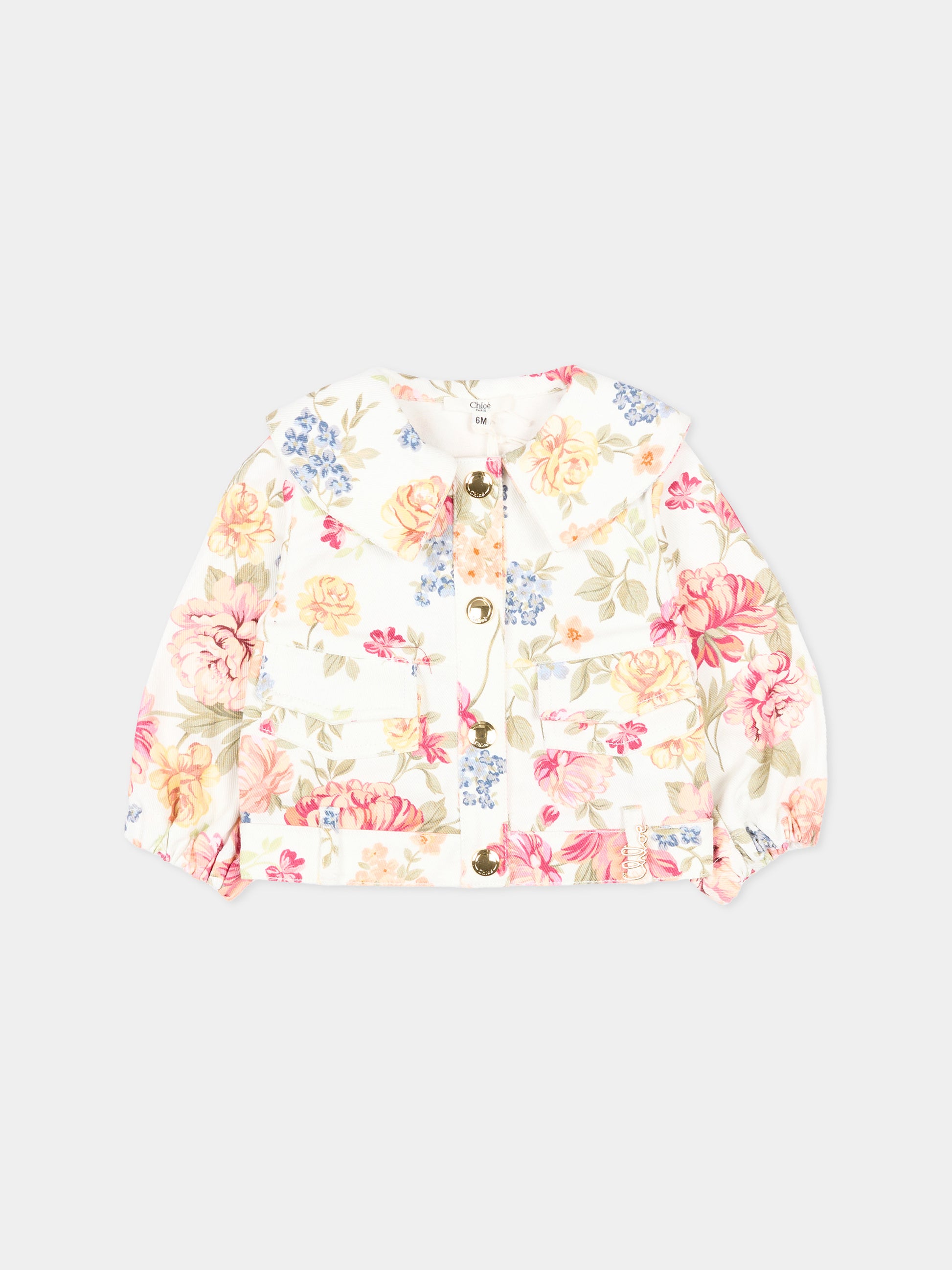 Giubbotto multicolor per neonata floreale,Chloé Kids,C20907 S95