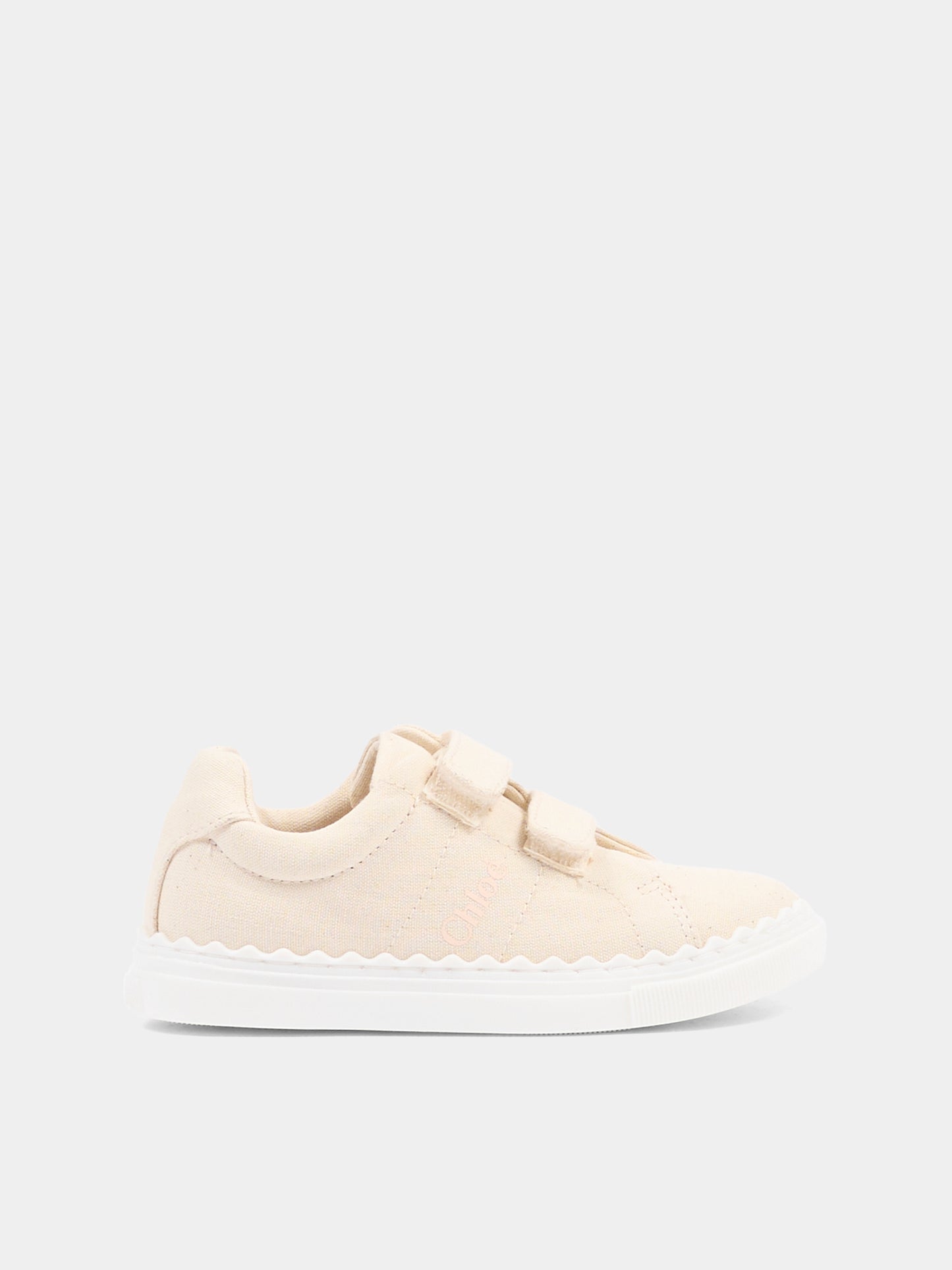 Sneakers beige per bambina con logo,Chloé Kids,C20918 117