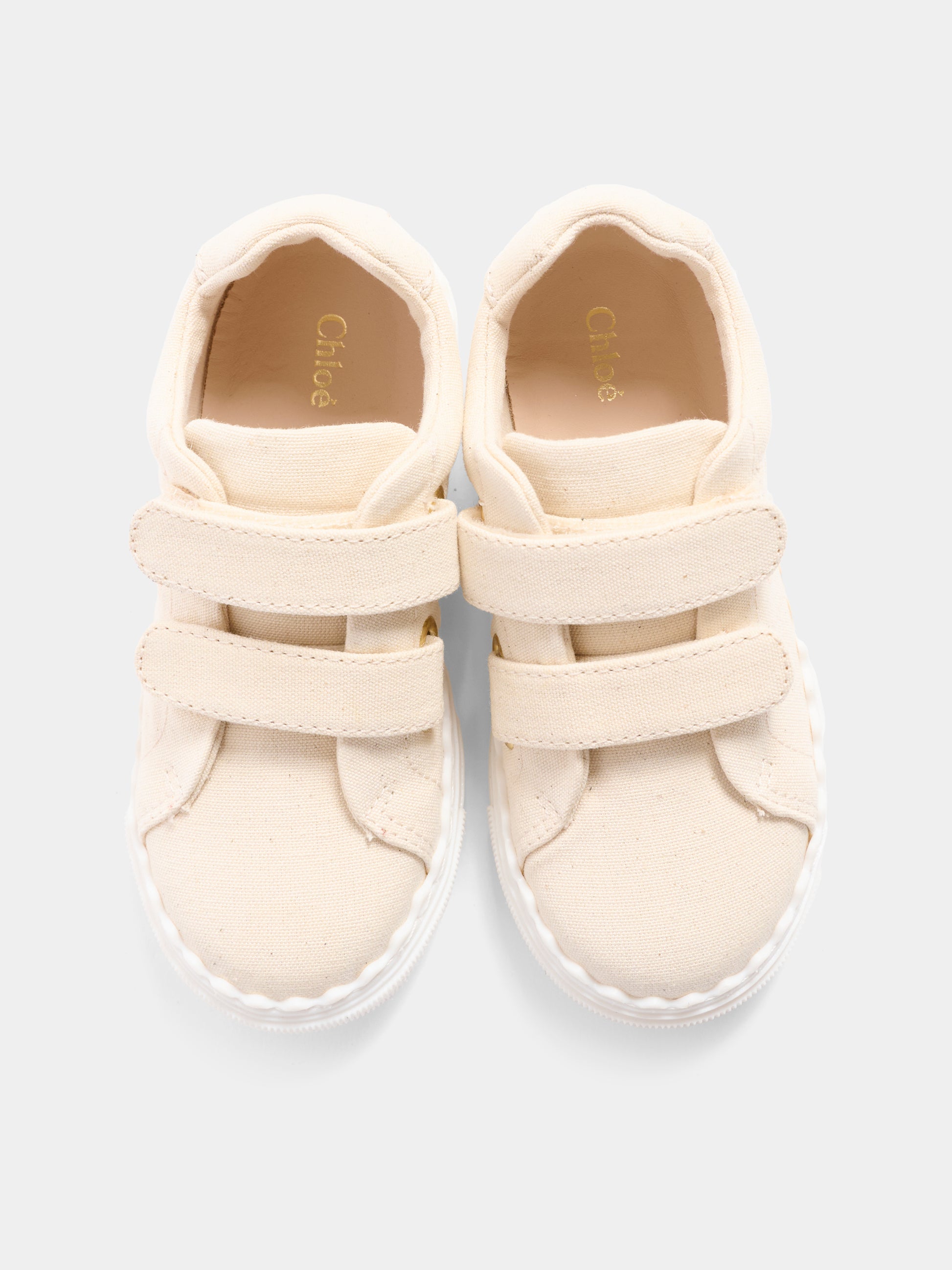 Sneakers beige per bambina con logo,Chloé Kids,C20918 117