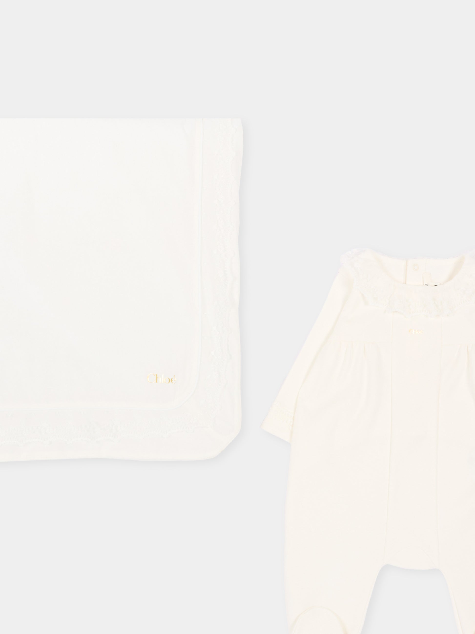 Set tutina avorio per neonata con pizzo,Chloé Kids,C20925 117