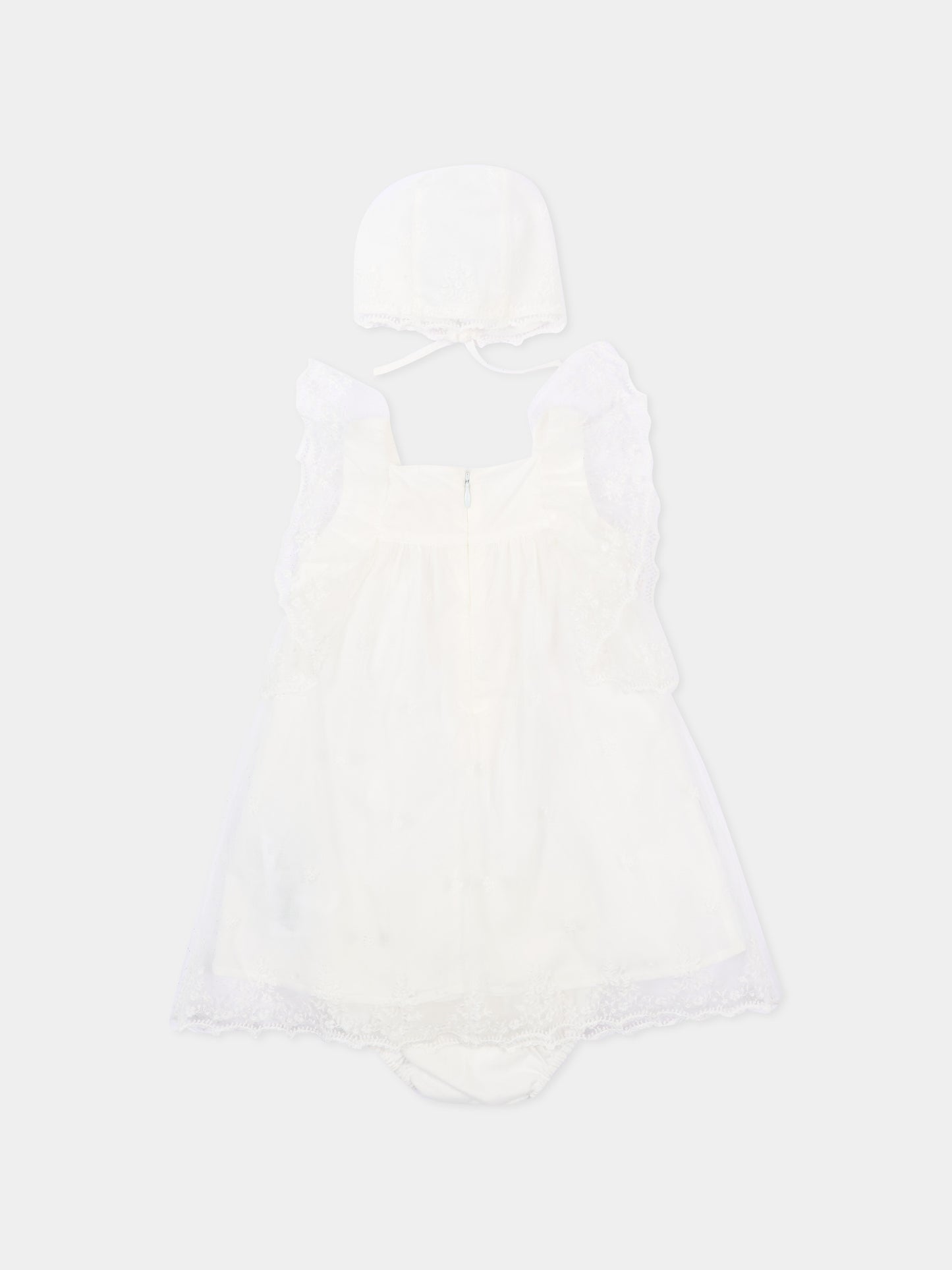 Abito avorio per neonata con pizzo,Chloé Kids,C20935 117
