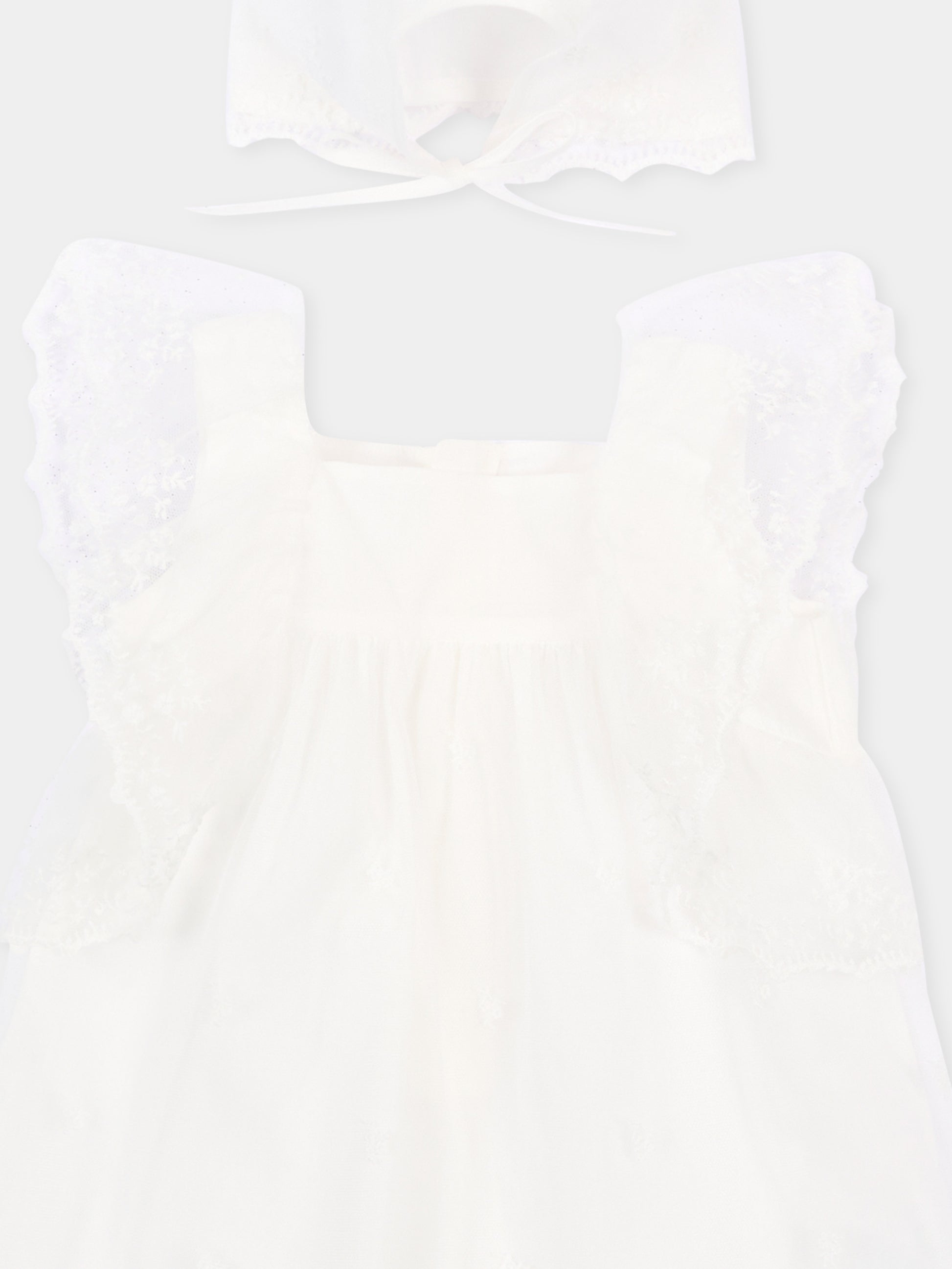 Abito avorio per neonata con pizzo,Chloé Kids,C20935 117