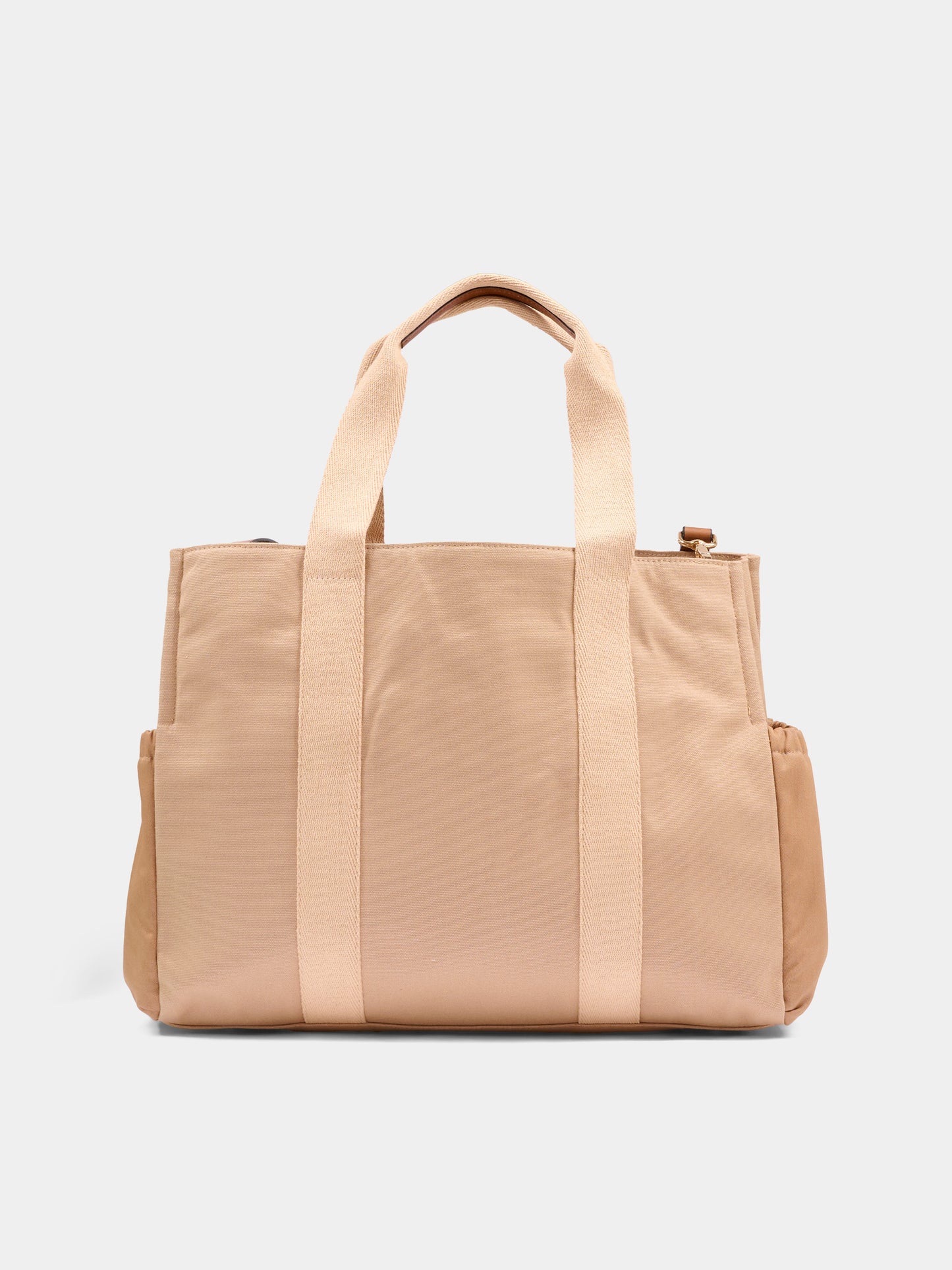 Borsa mamma beige per neonati con logo ricamato,Chloé Kids,C20942 244