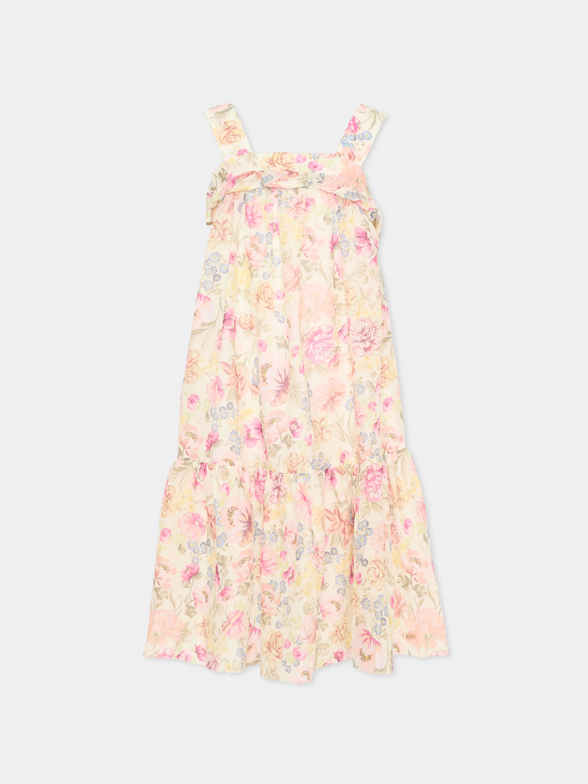 Vestito multicolor per bambina floreale,Chloé Kids,C21229 Z41