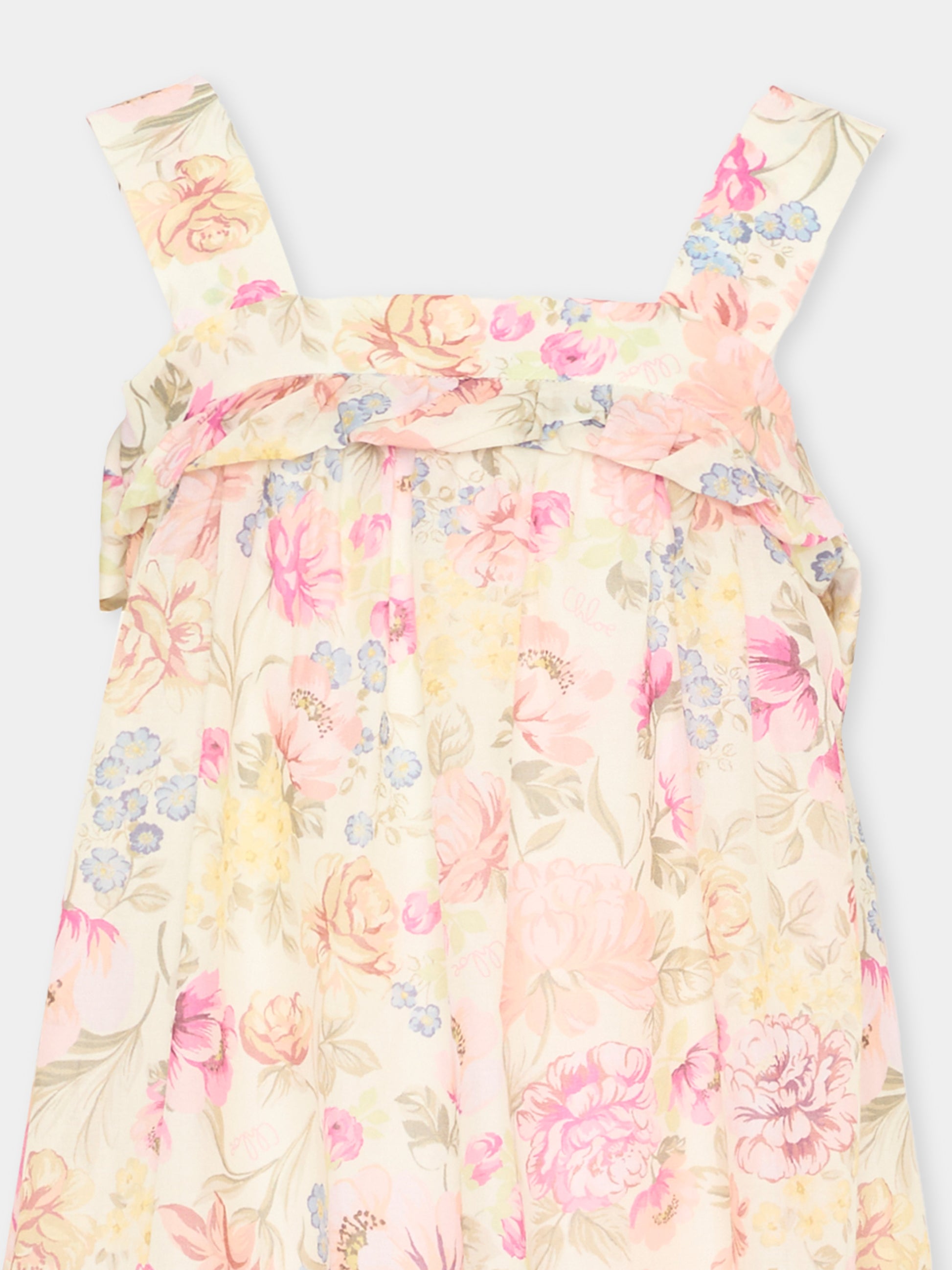 Vestito multicolor per bambina floreale,Chloé Kids,C21229 Z41