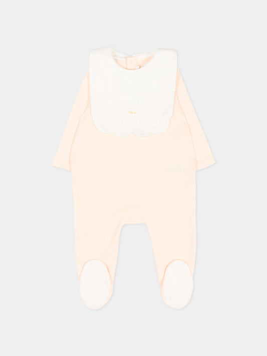 Set tutina rosa per neonata con logo,Chloé Kids,C21231 440