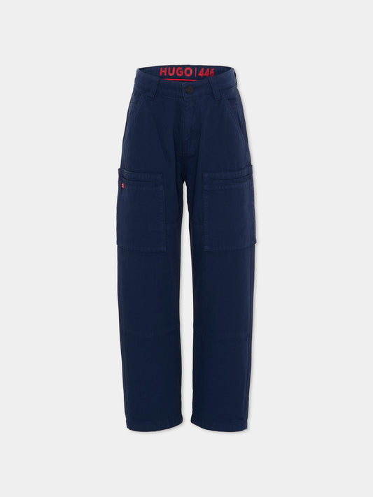 Pantalone blu per bambino con tasche cargo,Hugo,G00982 85C