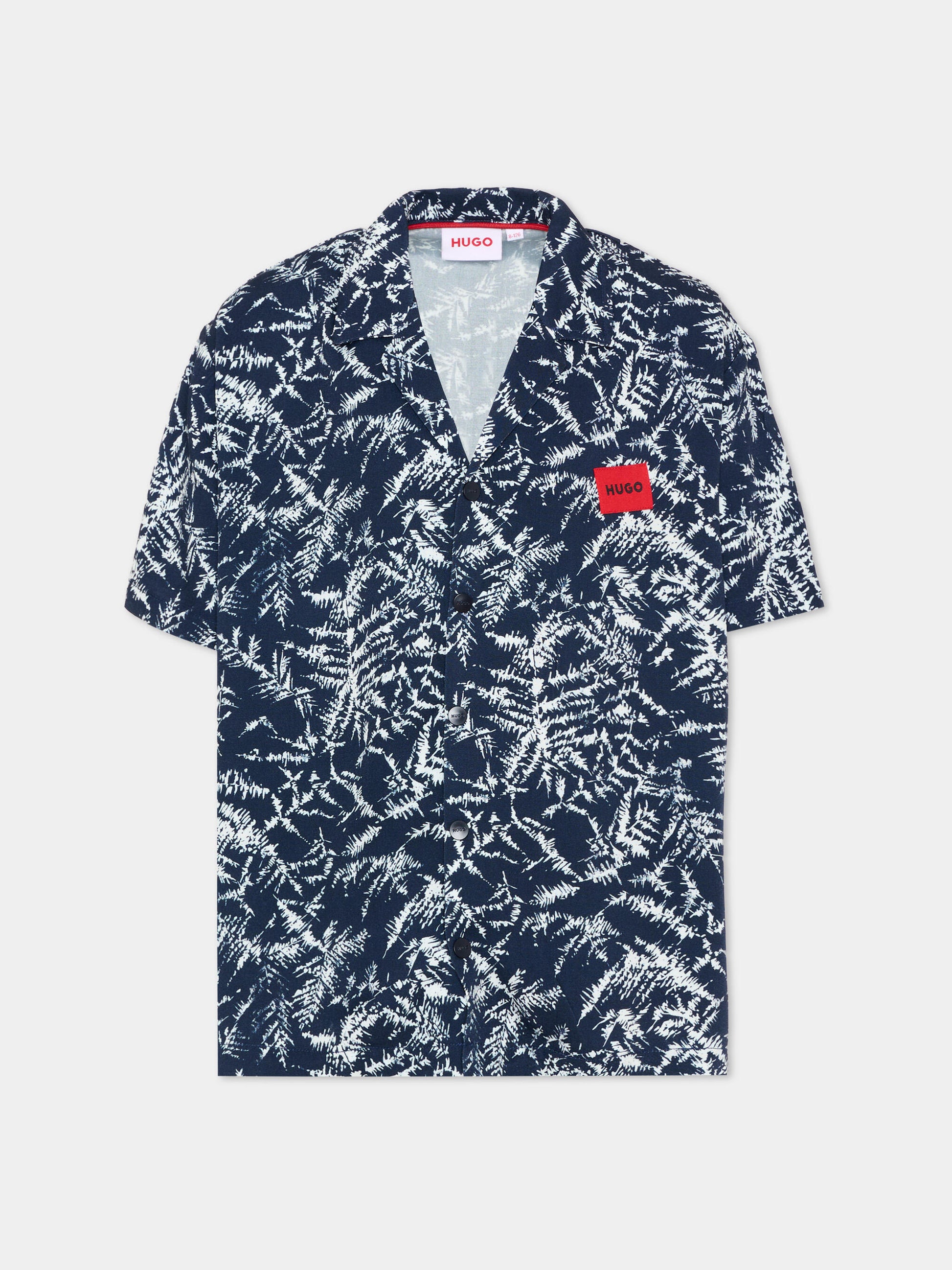 Camicia blu per bambino a stampa,Hugo,G01001 V21