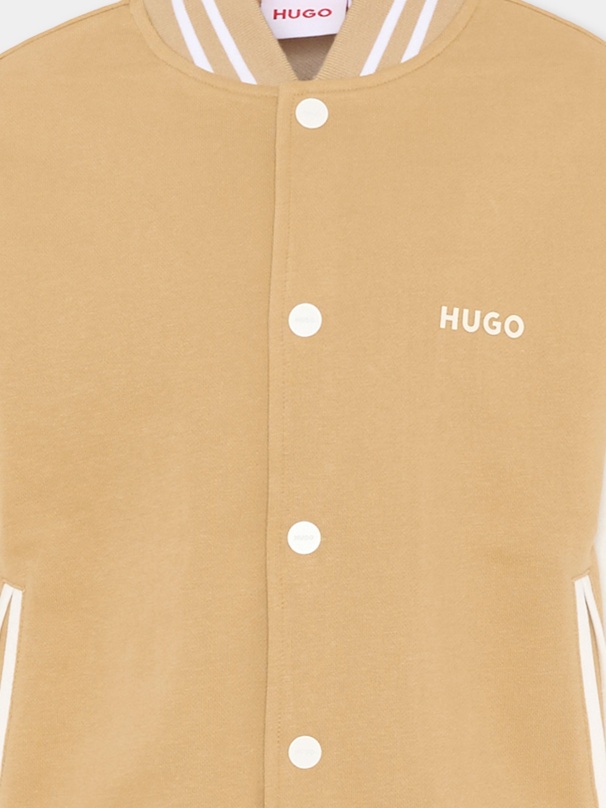 Bomber beige per bambino con logo,Hugo,G01003 23B