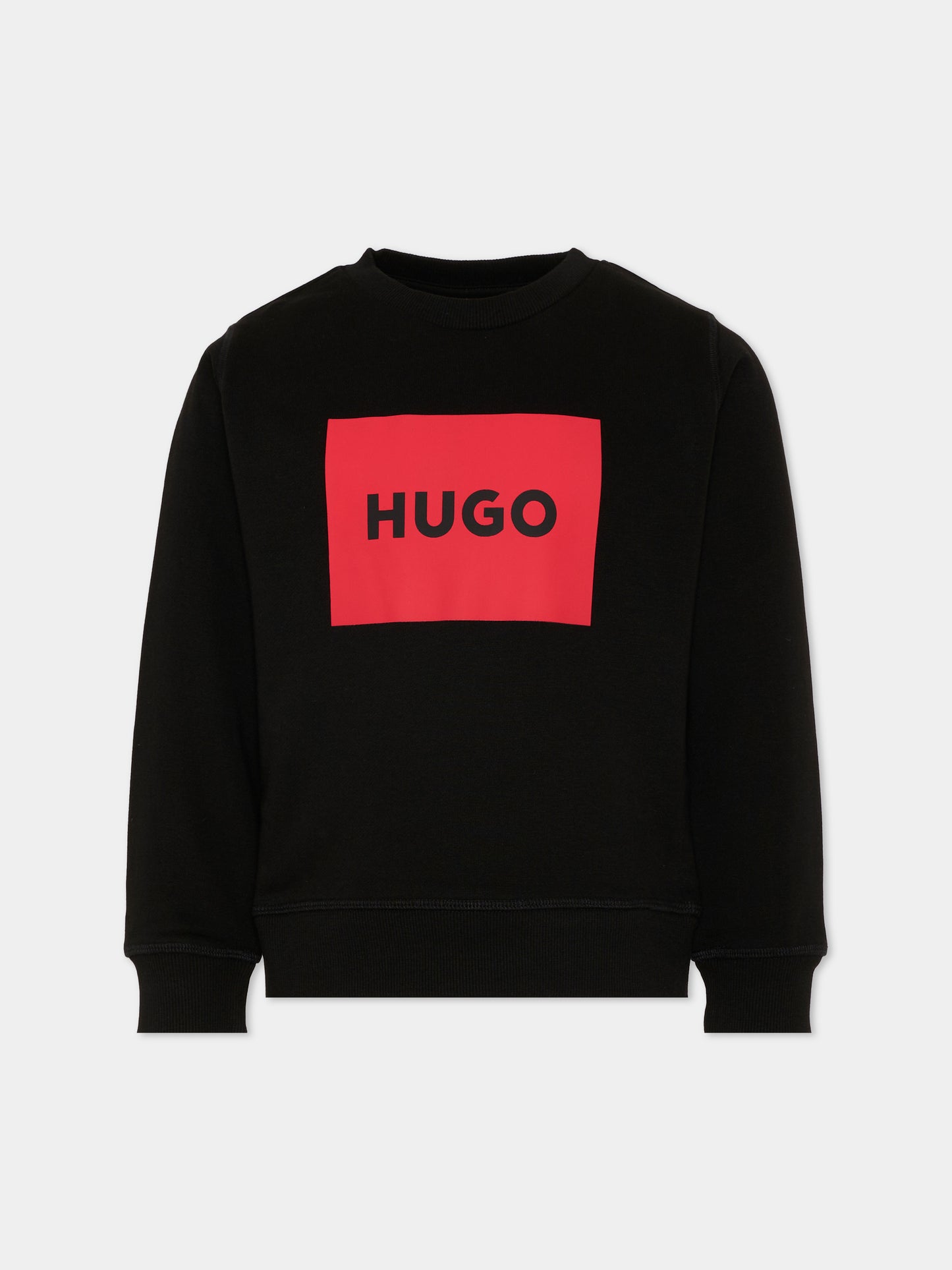 Felpa nera HUGO per bambino logo rosso,Hugo,G01184 09B
