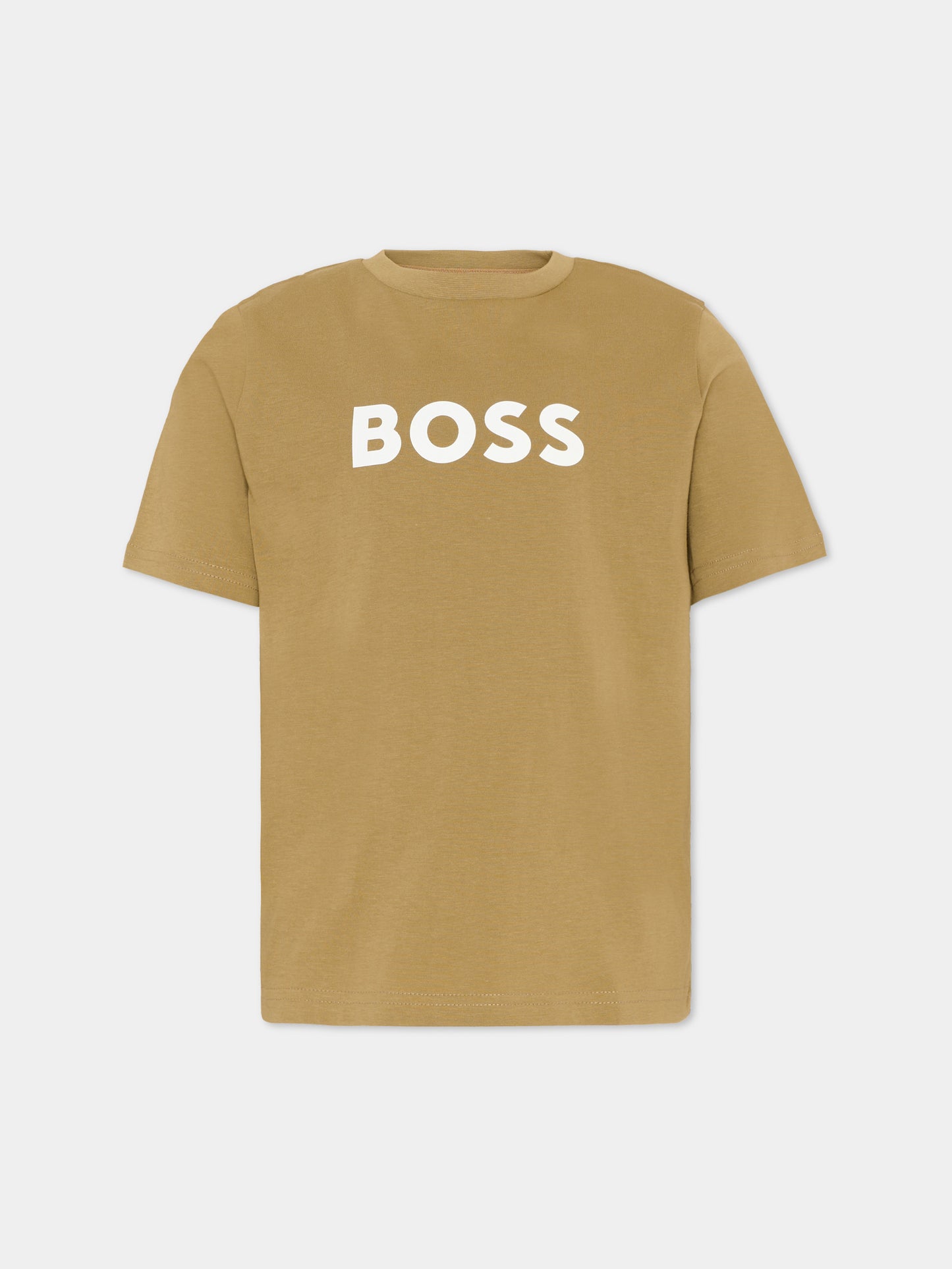 T-Shirt verde con logo per bambino,Boss,J52711 295