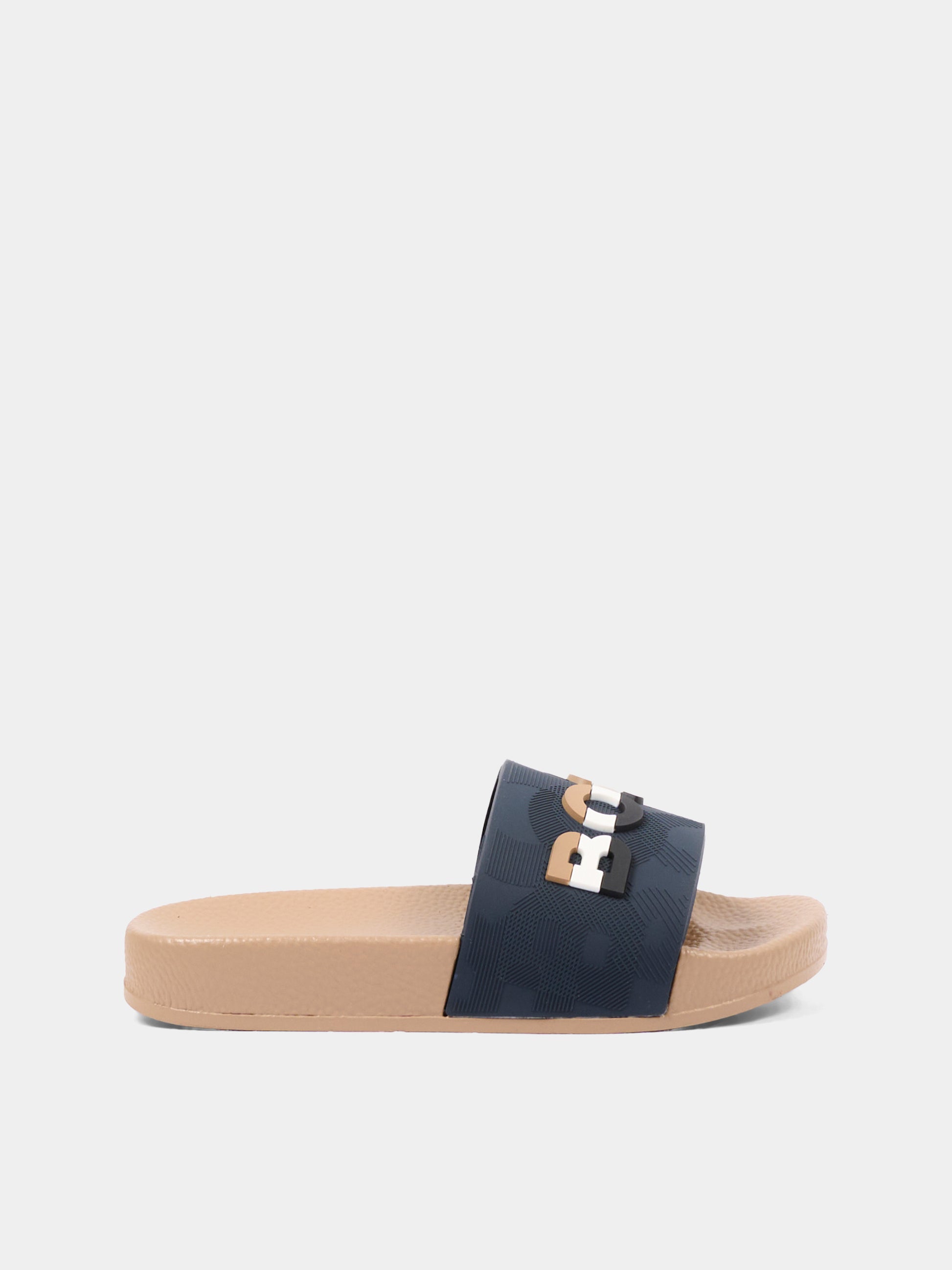Ciabatte blu per bambino con logo,Boss,J52800 849