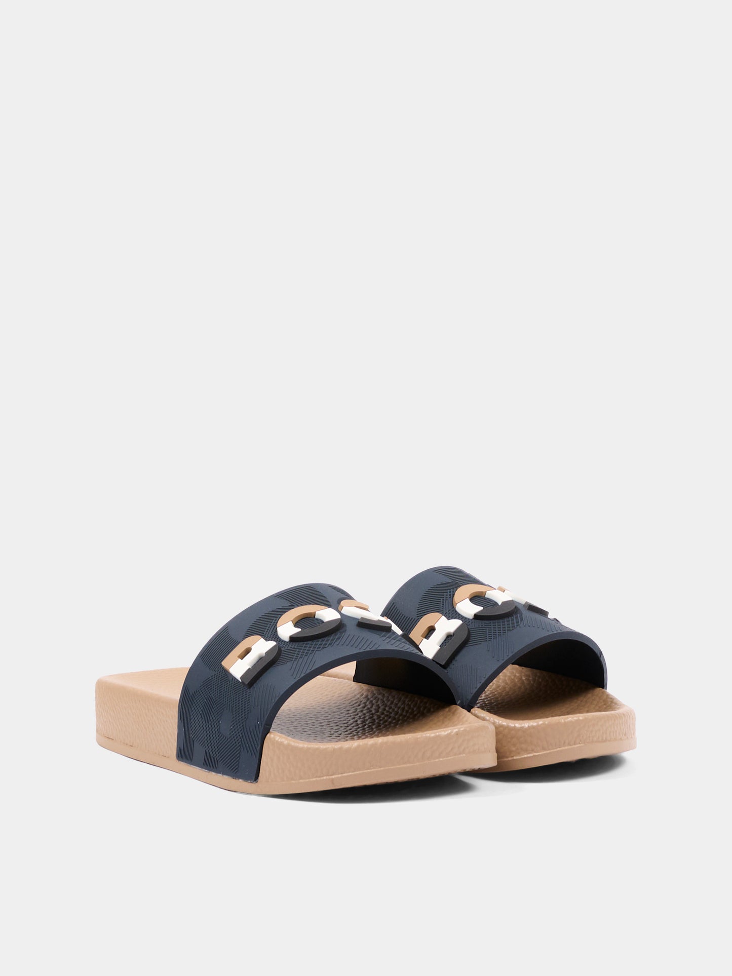 Ciabatte blu per bambino con logo,Boss,J52800 849