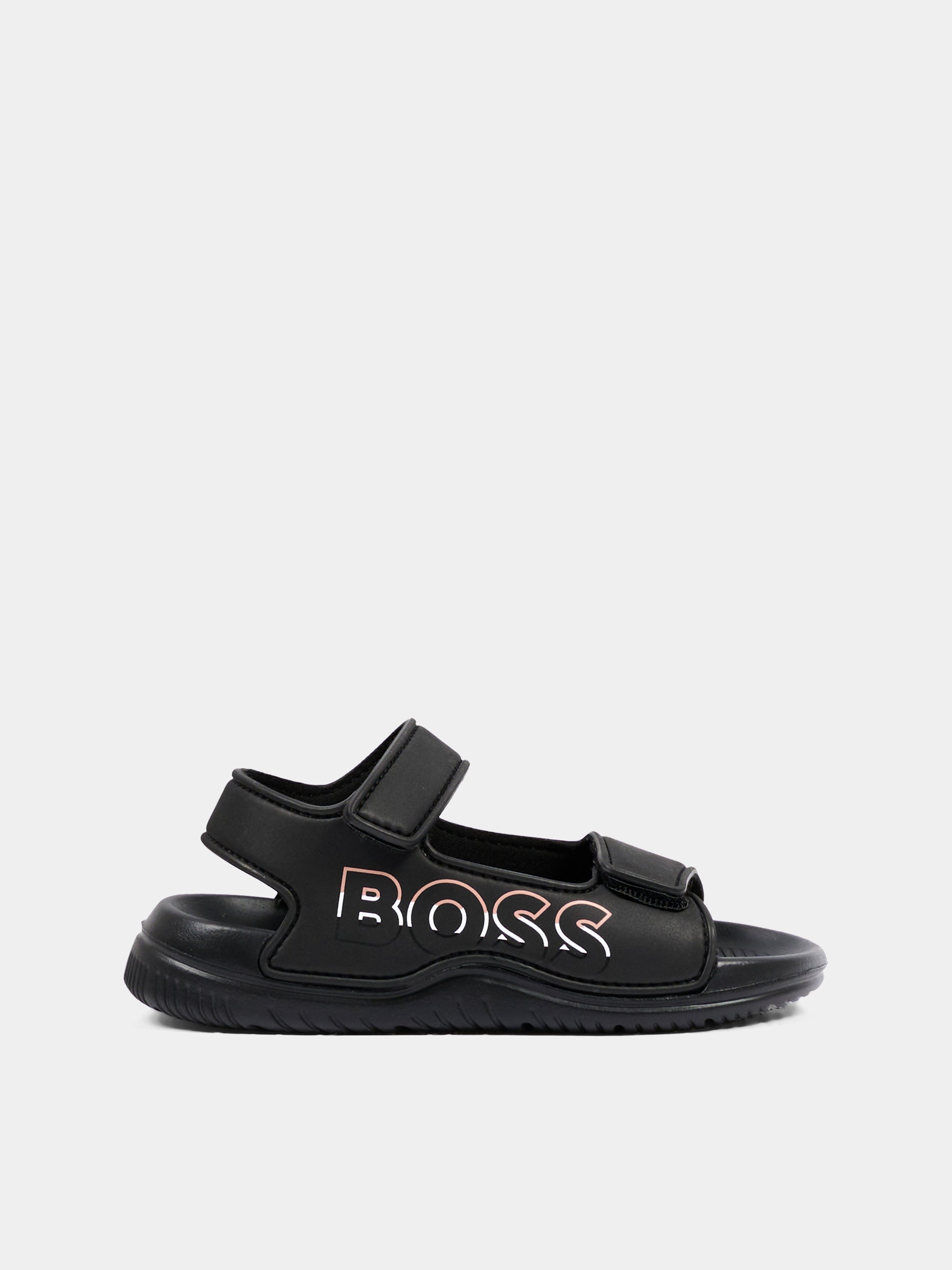 Sandali neri per bambino con logo,Boss,J52821 09B