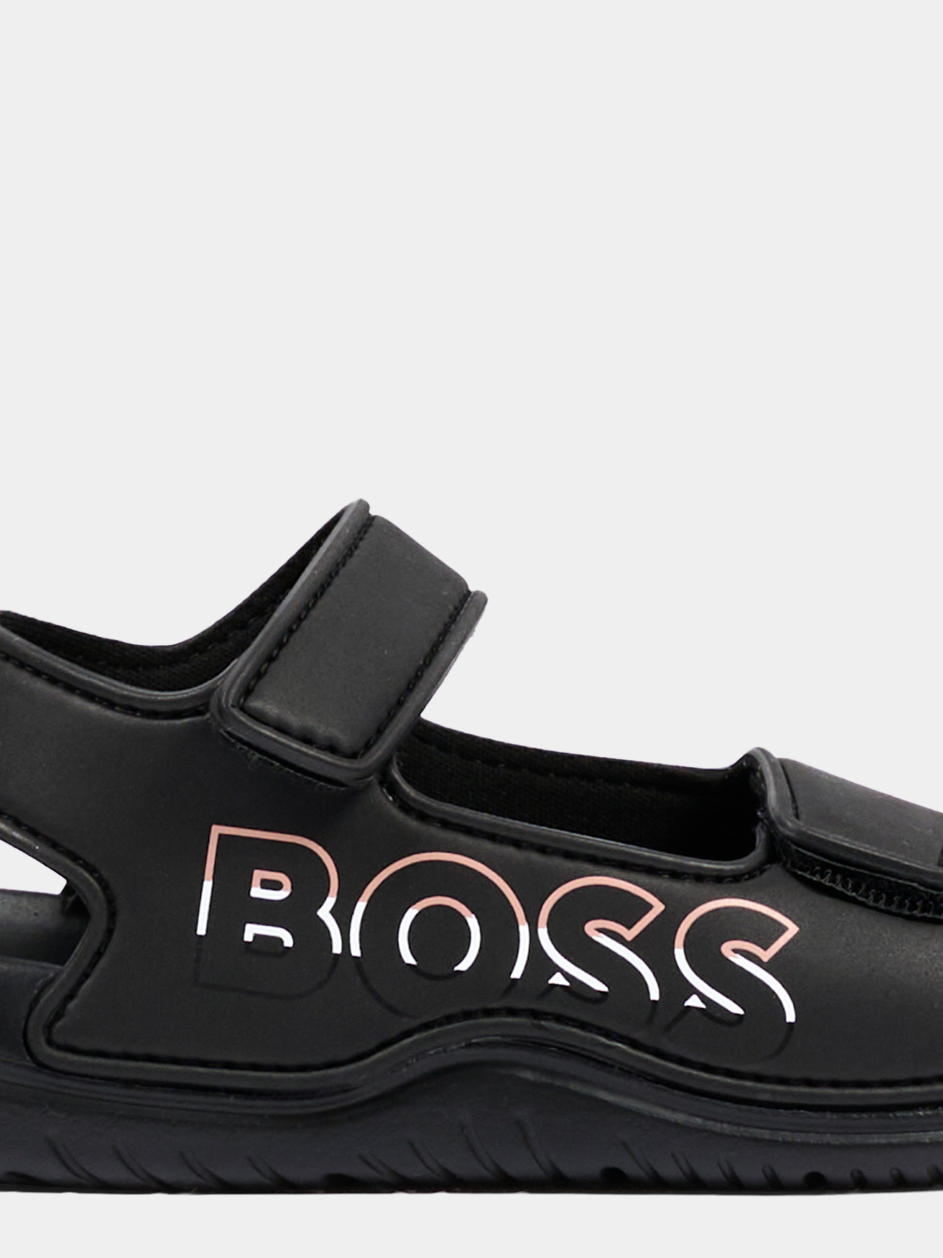 Sandali neri per bambino con logo,Boss,J52821 09B