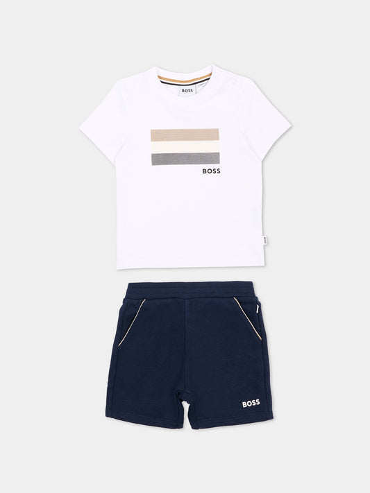 Completo multicolor per neonato con bandiera e logo,Boss,J52847 849