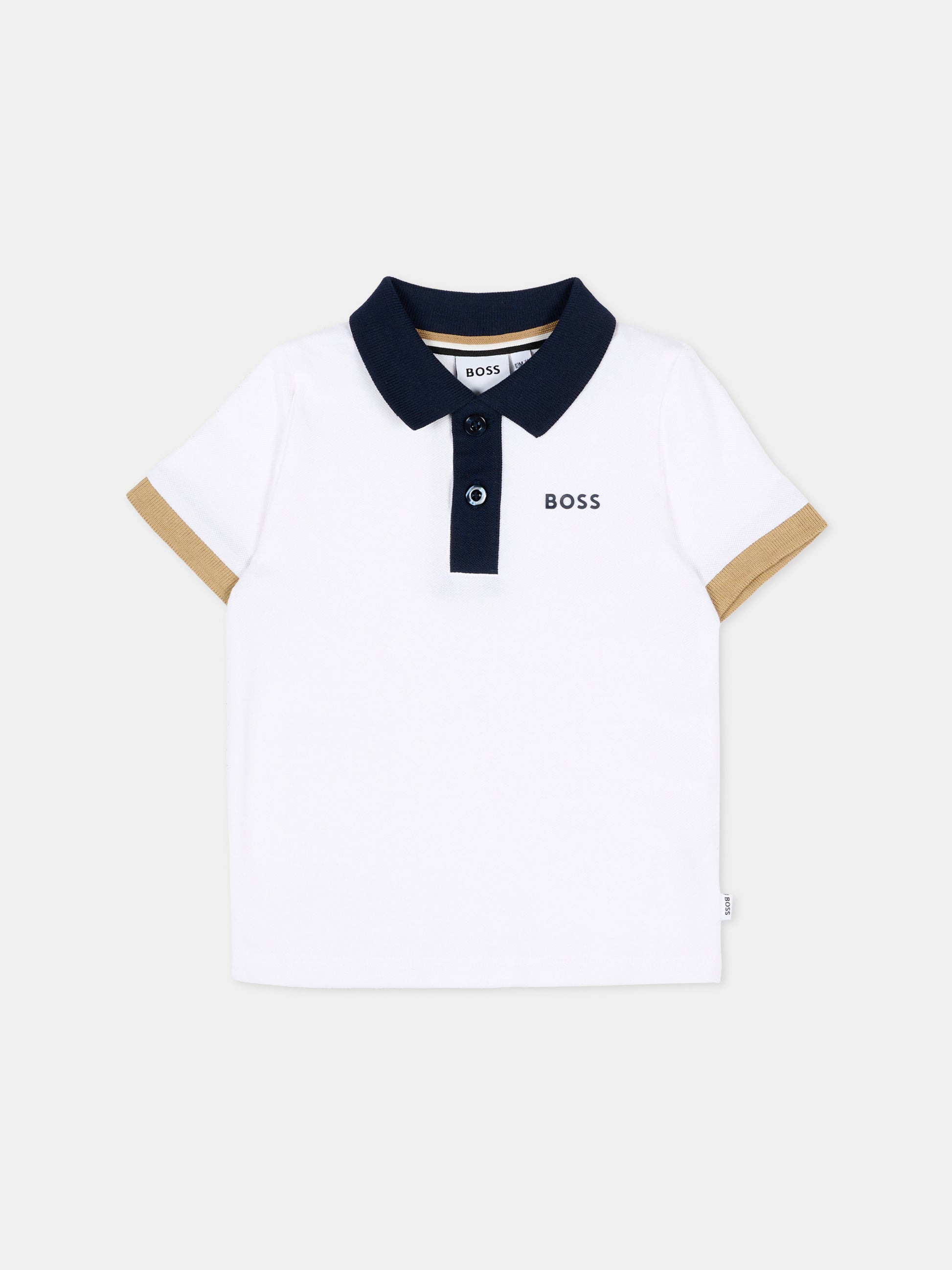 Polo bianca per neonato con logo,Boss,J52878 10P