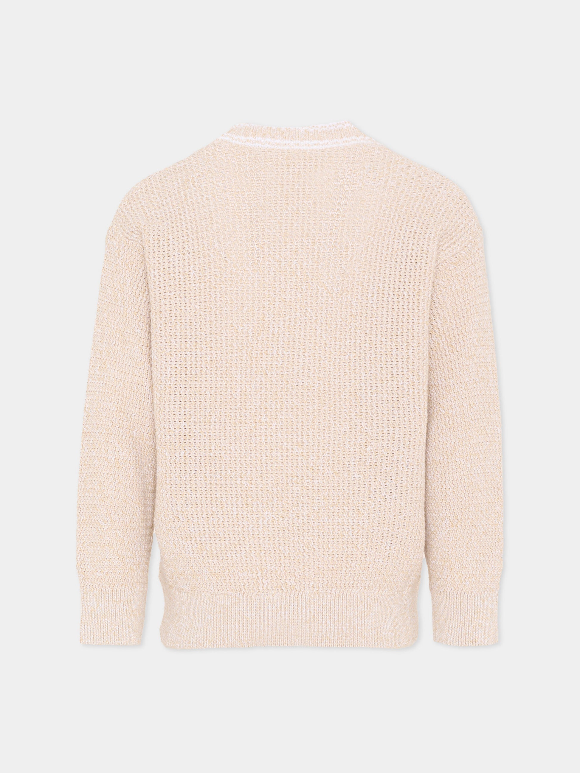 Cardigan beige per bambino a coste,Boss,J52936 249