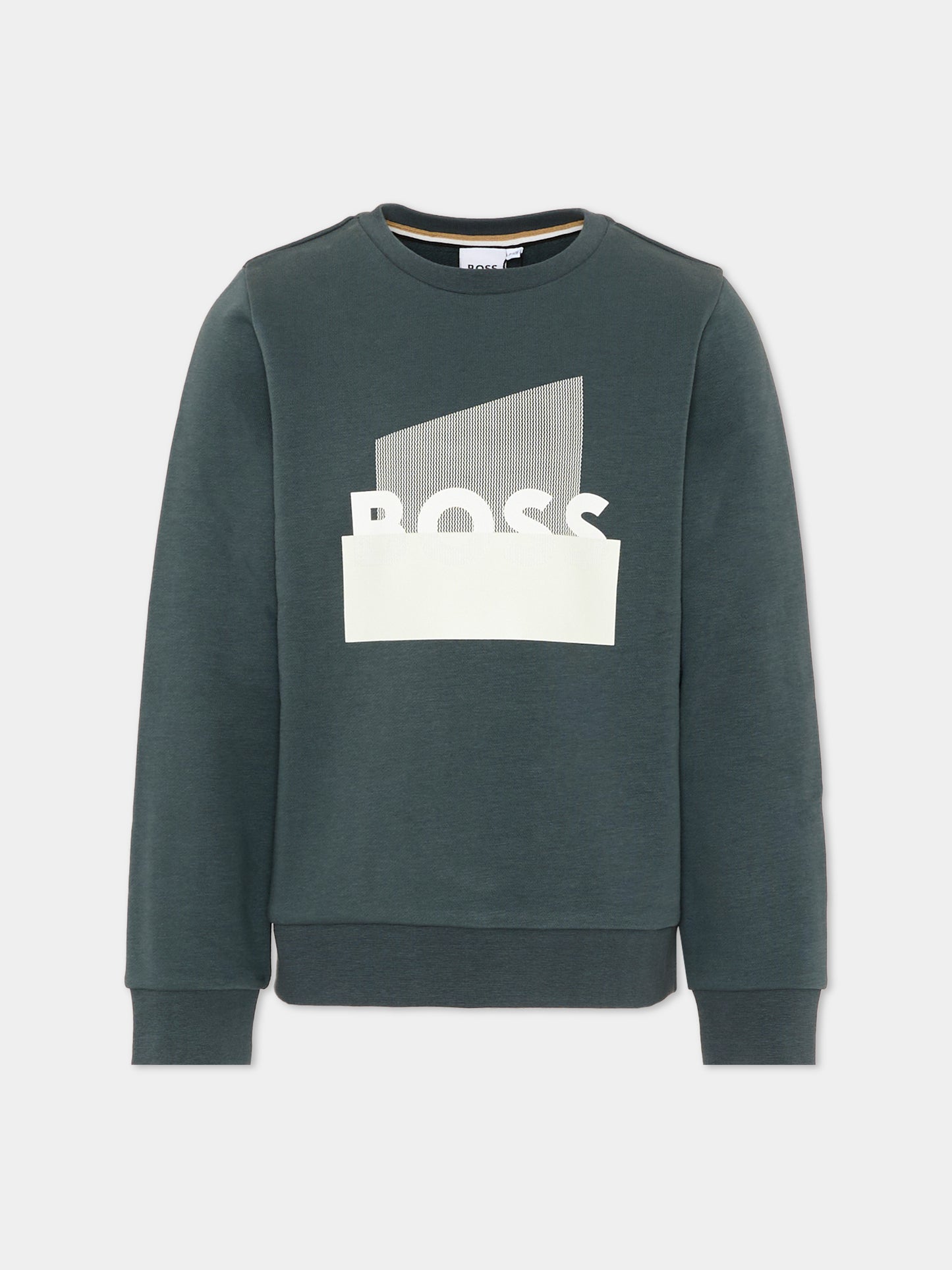 Felpa verde BOSS per bambino con logo,Boss,J52966 68C