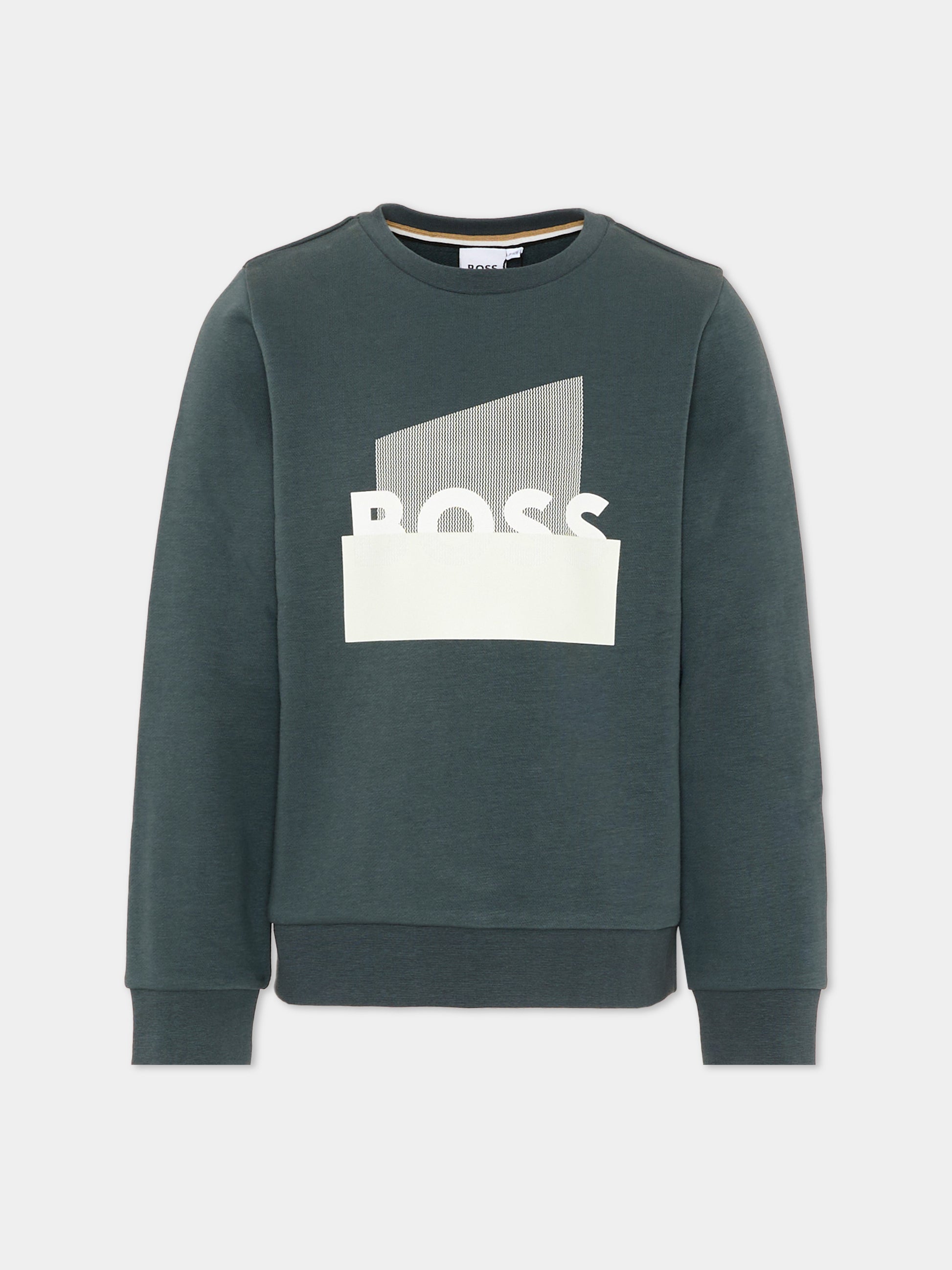 Felpa verde BOSS per bambino con logo,Boss,J52966 68C