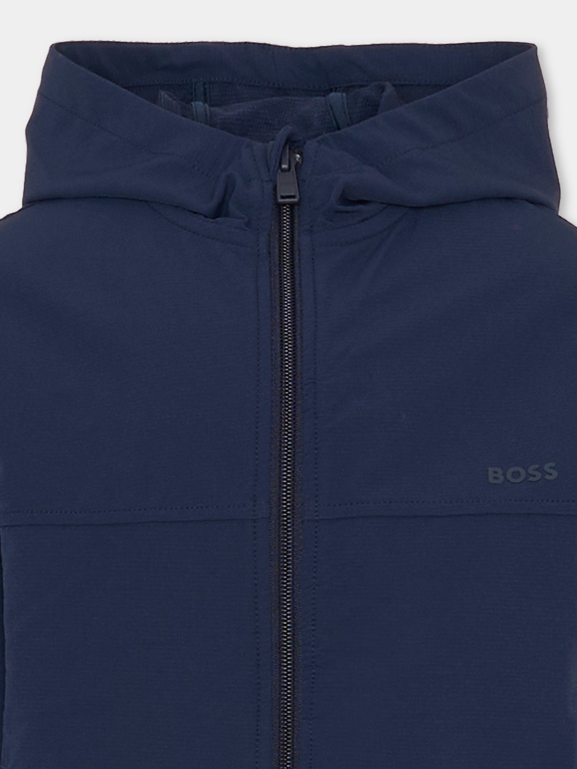 Giacca a vento blu per bambino con logo,Boss,J52967 849