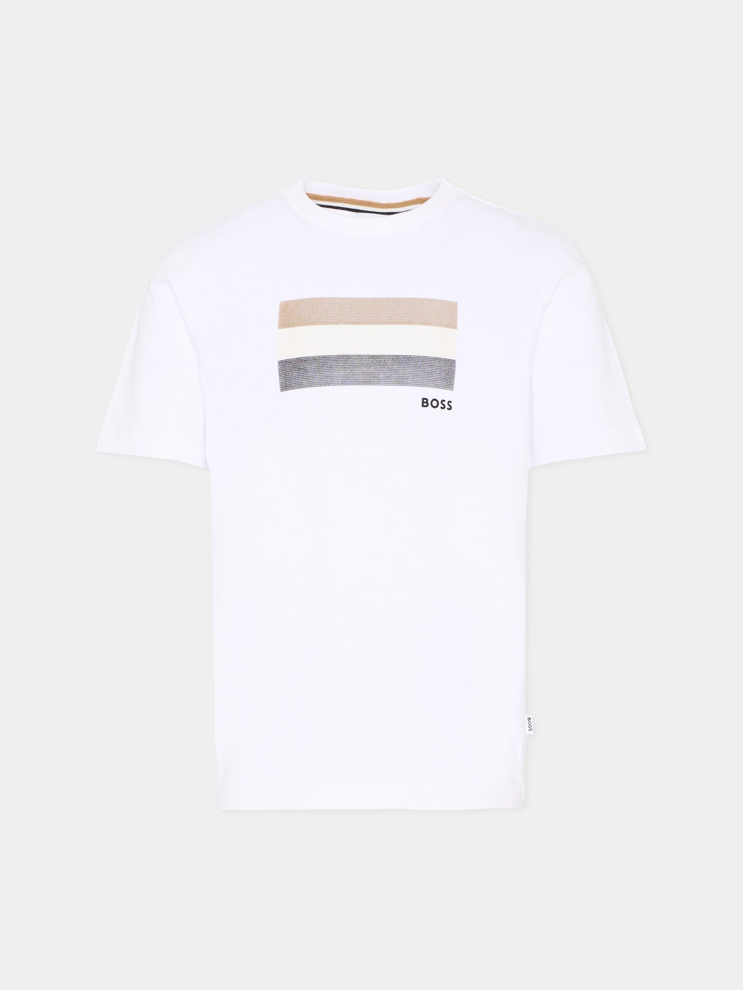 T-Shirt bianca per bambino con bande logo,Boss,J52979 10P