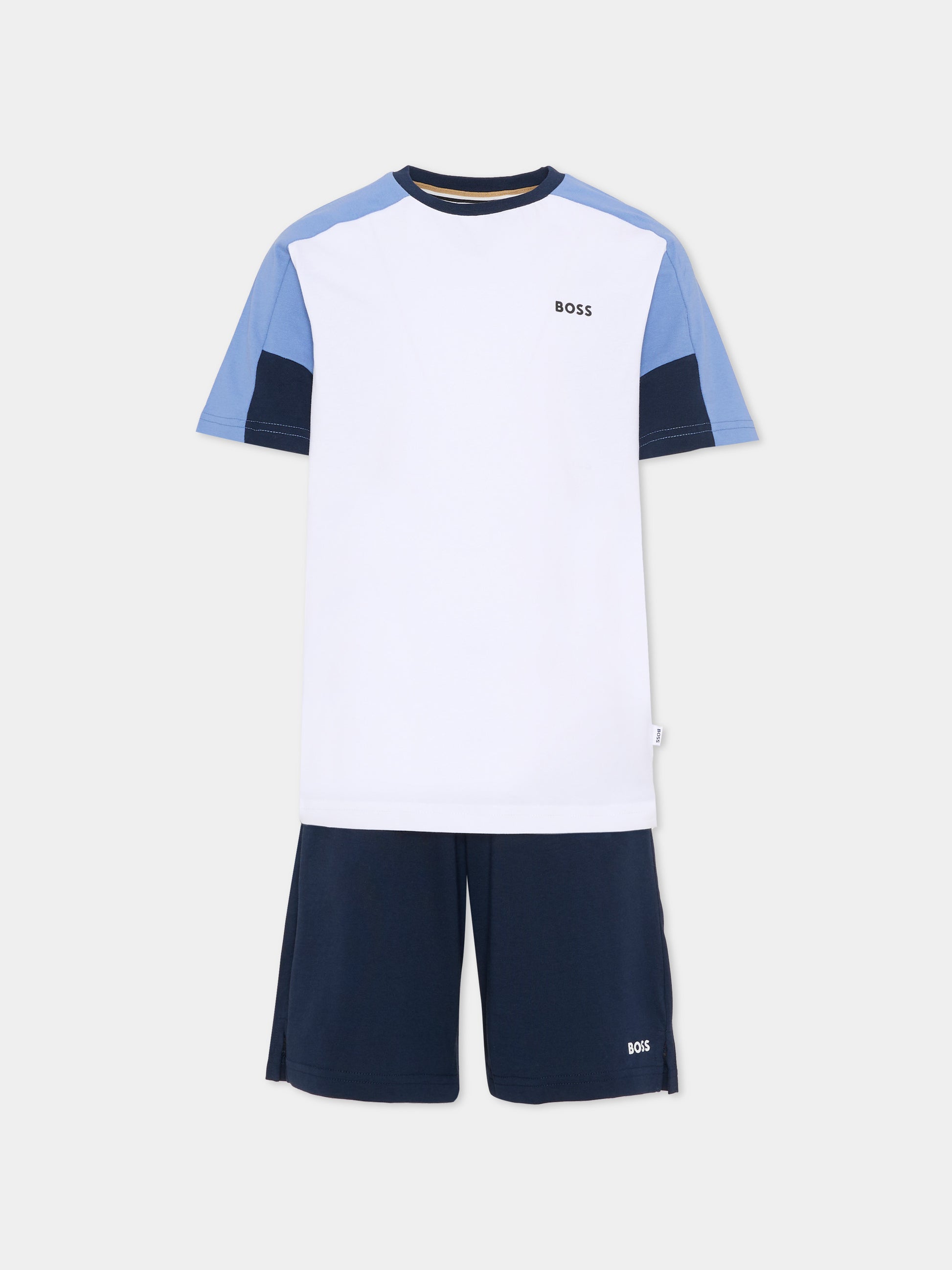 Completo multicolor per bambino con logo blu,Boss,J53006 849