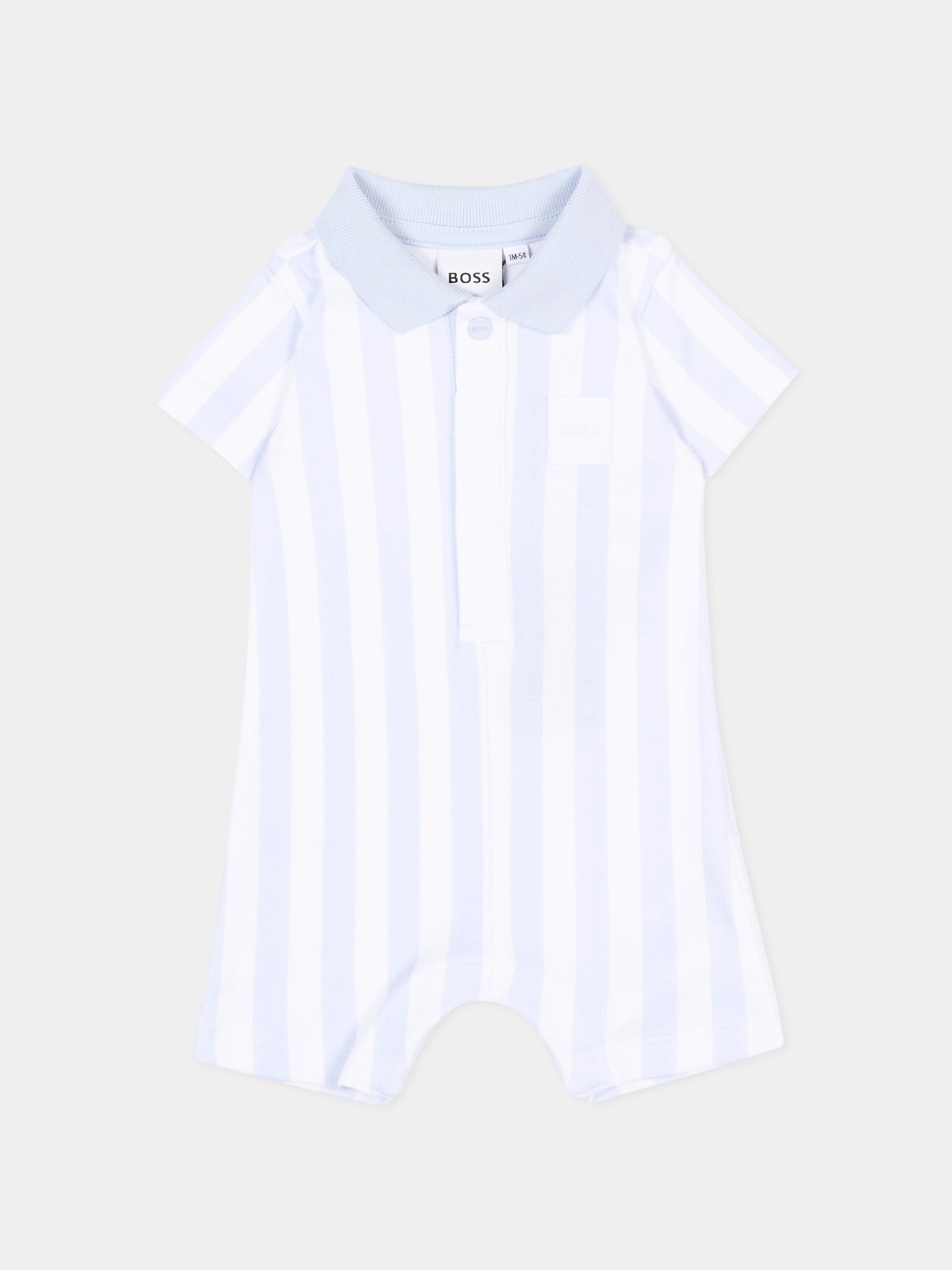 Pagliaccetto celeste a righe per neonato,Boss,J53032 771