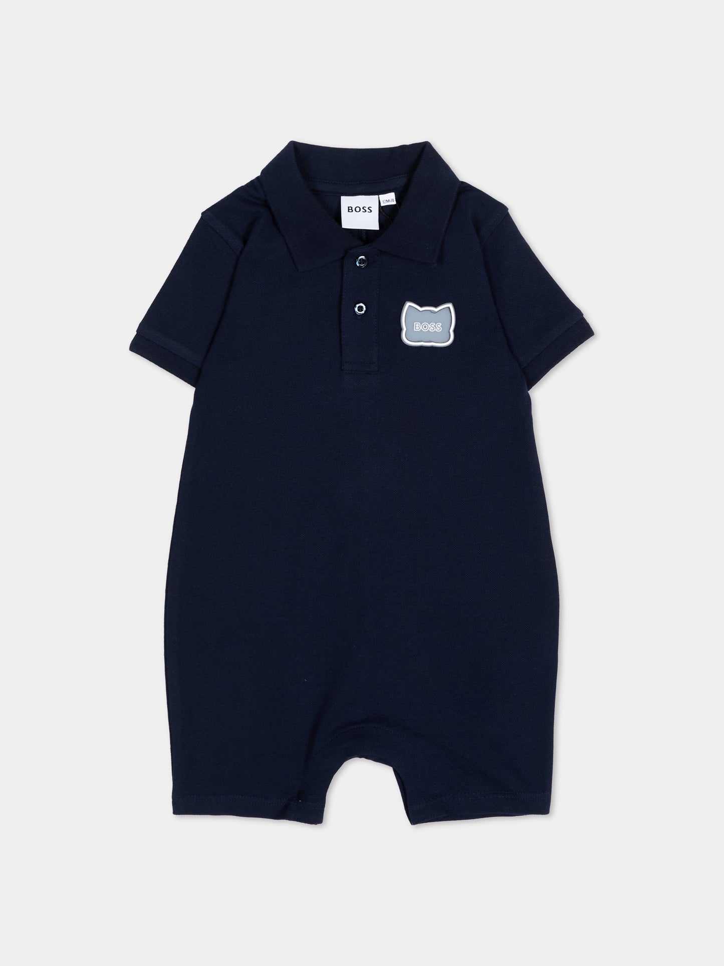 Pagliaccetto blu per neonato con logo,Boss,J53033 849