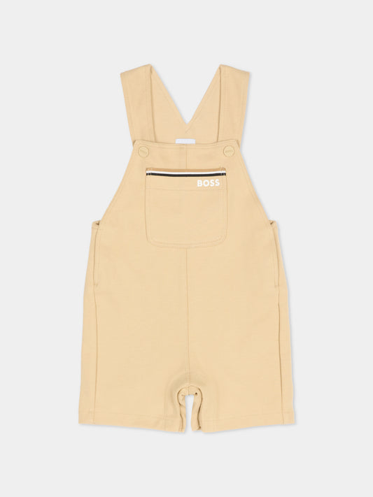 Salopette beige per neonato con logo,Boss,J53035 249