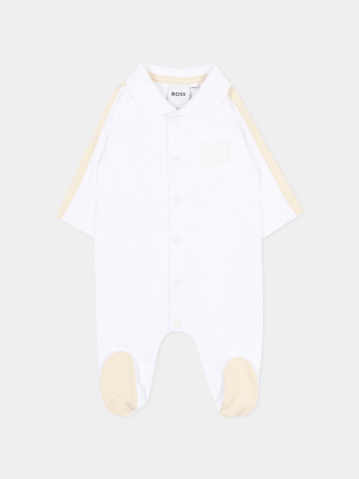 Tutina avorio per neonato con logo,Boss,J53041 10P