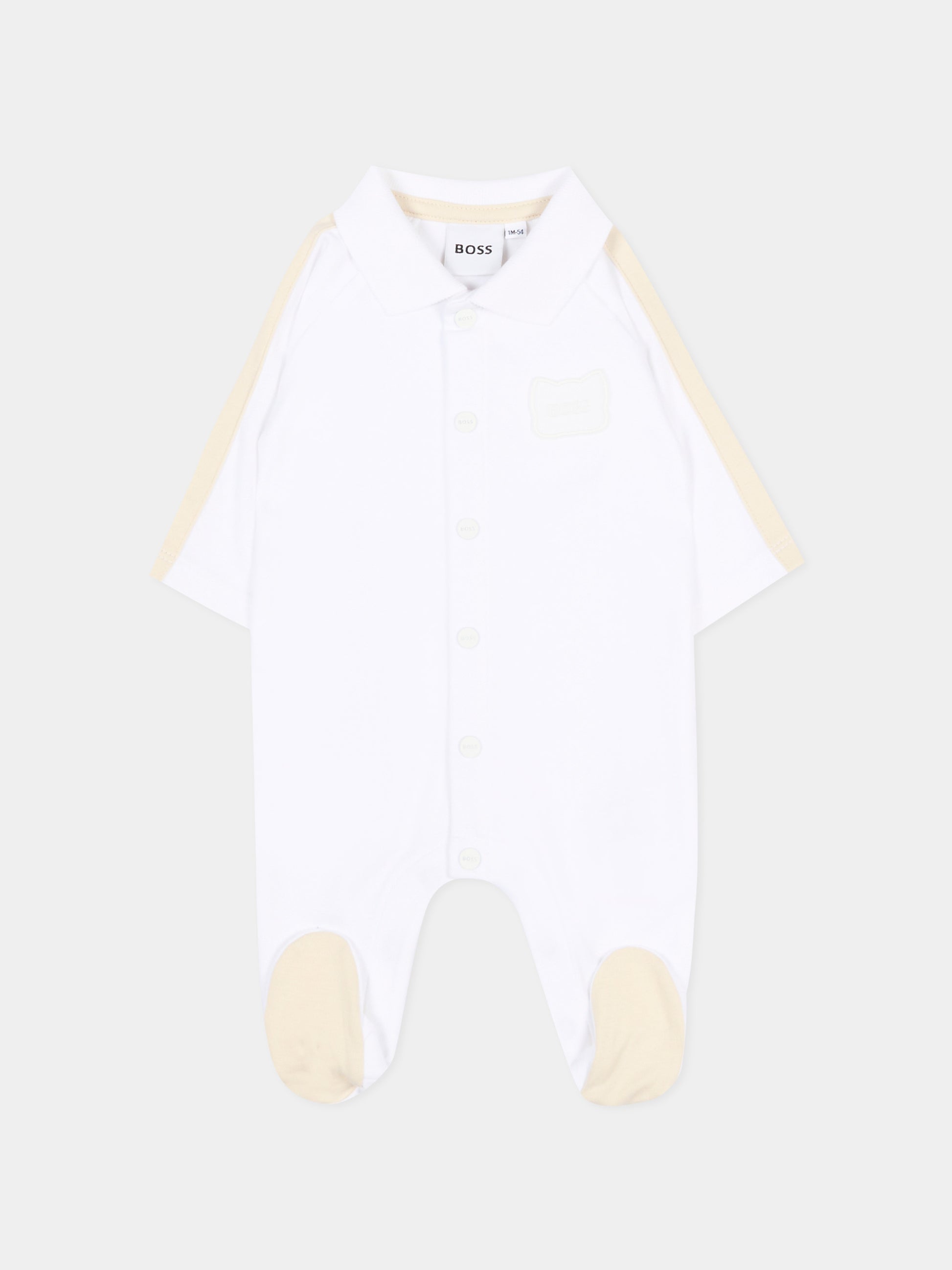 Tutina avorio per neonato con logo,Boss,J53041 10P