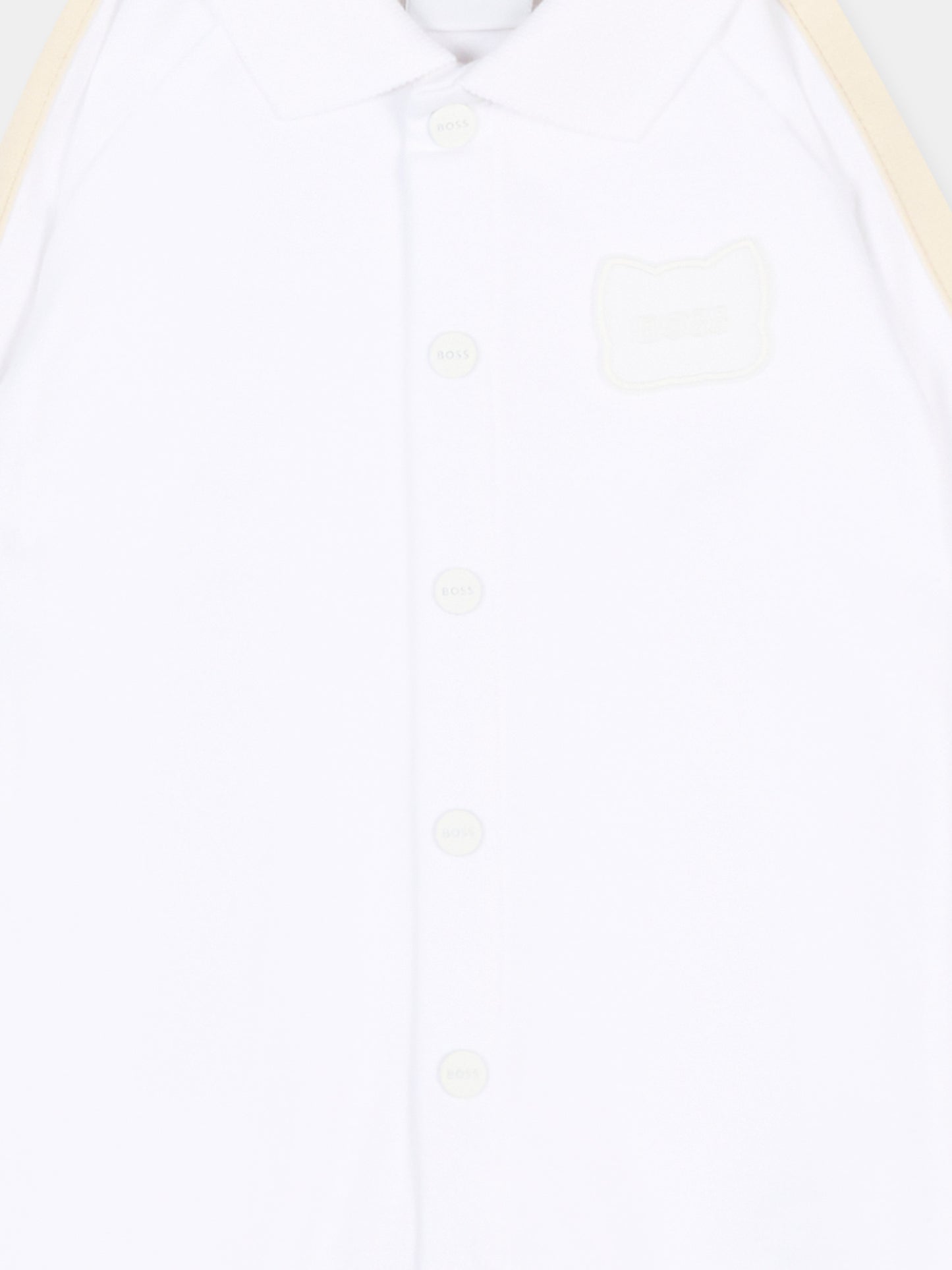 Tutina avorio per neonato con logo,Boss,J53041 10P