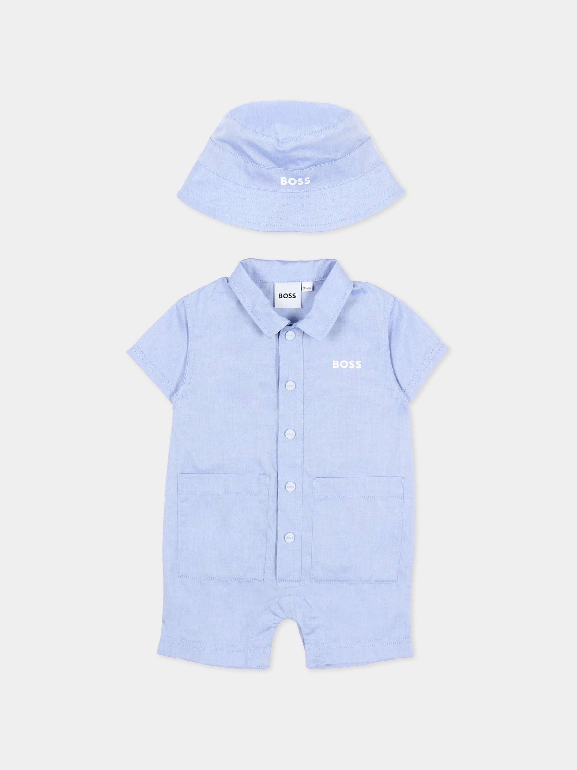 Pagliaccetto celeste per neonato con cappello,Boss,J53043 813