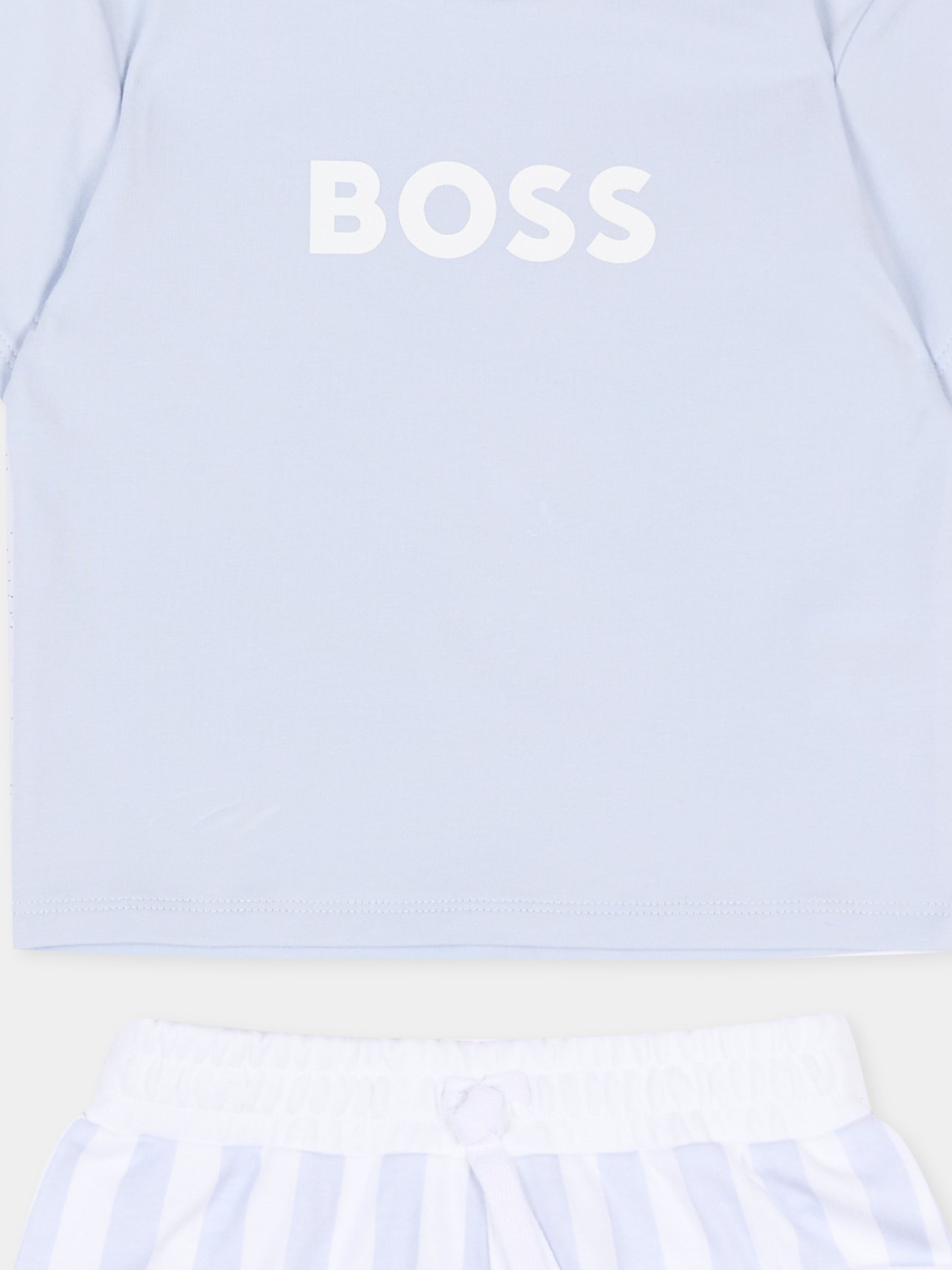 Completo sportivo celeste per neonato a righe,Boss,J53048 771