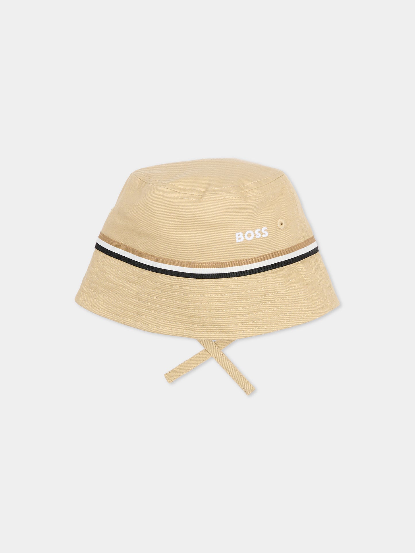 Cloche beige per neonato con logo,Boss,J53100 249