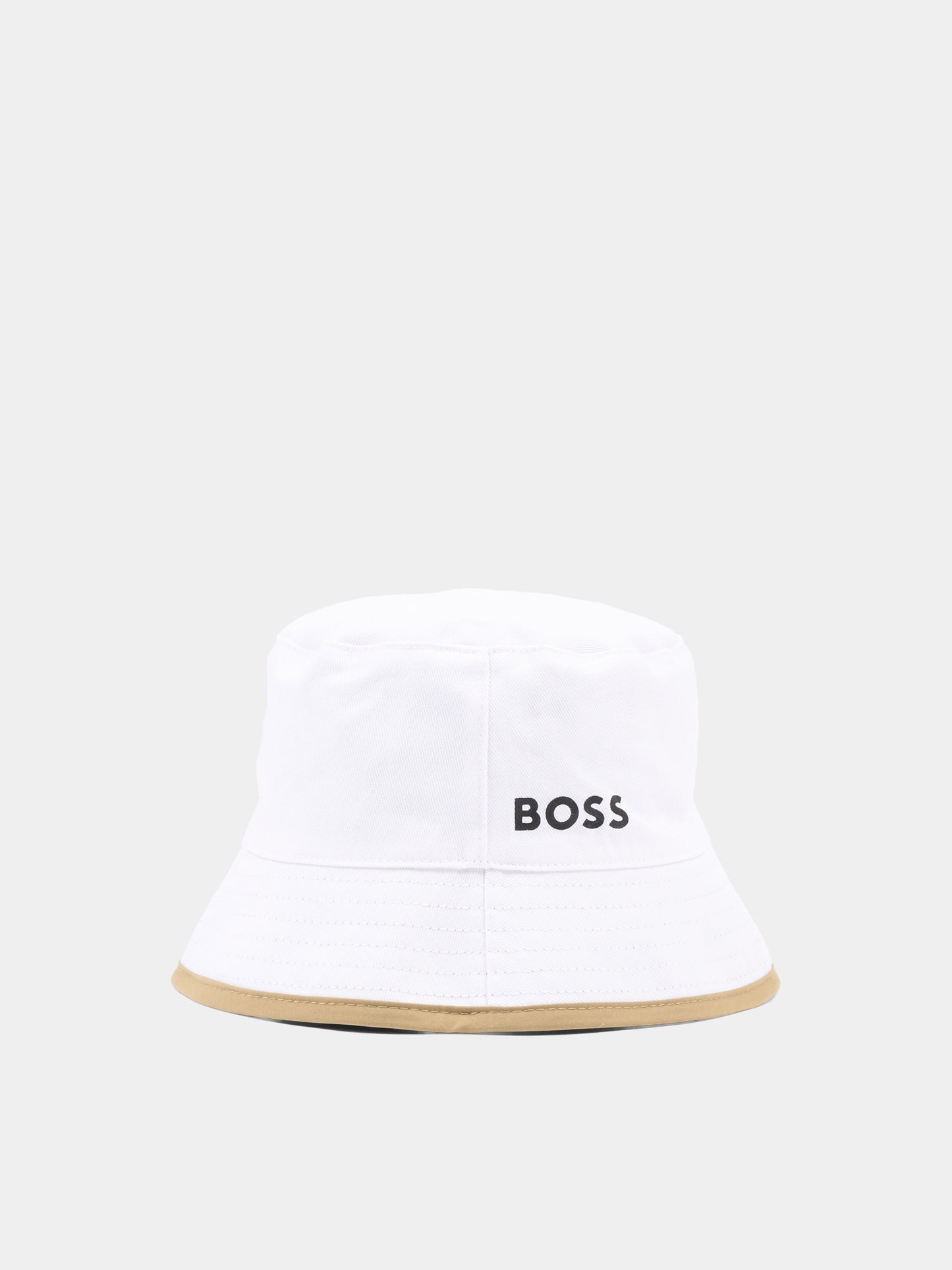 Cloche beige per neonato reversibile con logo,Boss,J53140 295